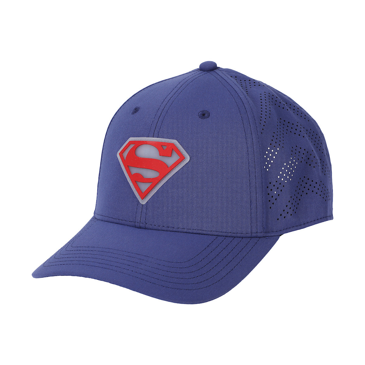 Superman Rubber Badge Logo Blue Structured Baseball Cap