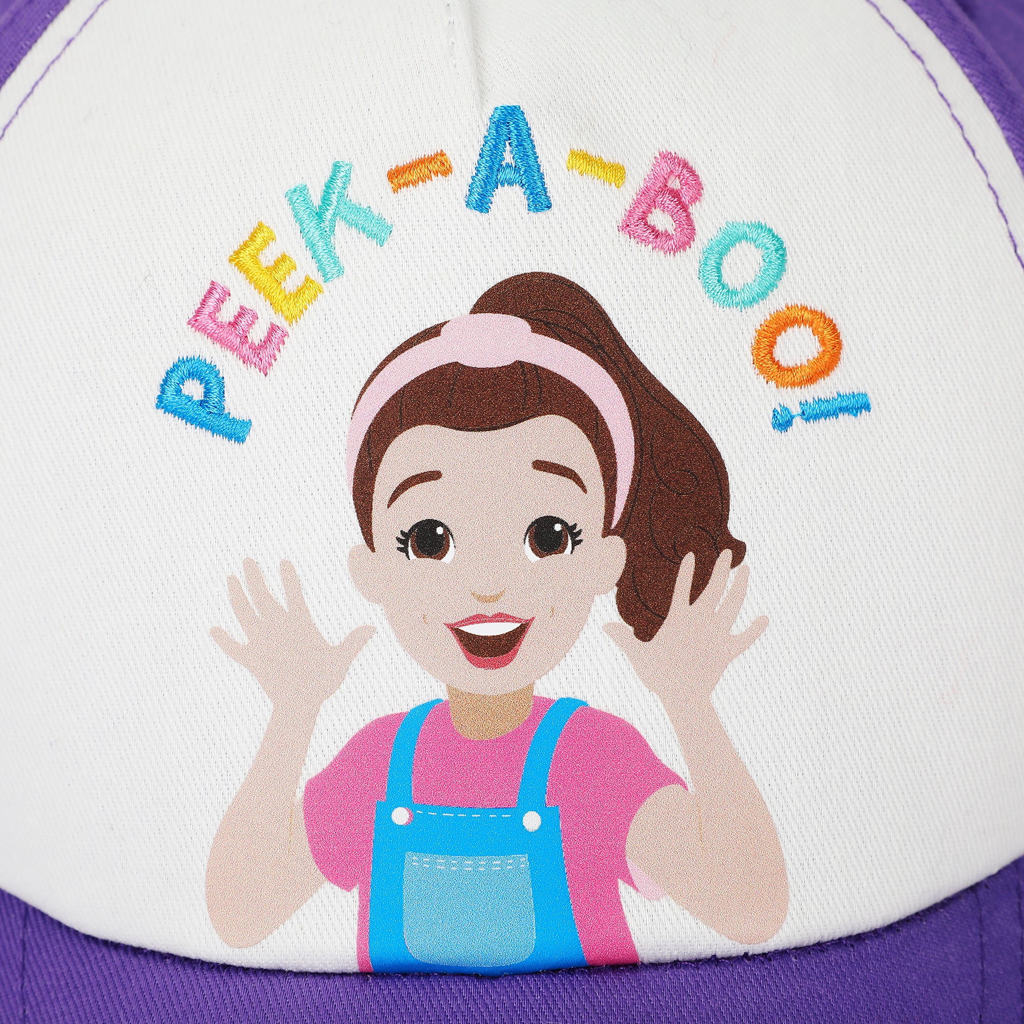 Ms. Rachel Peek-A-Boo Toddler’s White & Purple Traditional Adjustable Baseball Cap