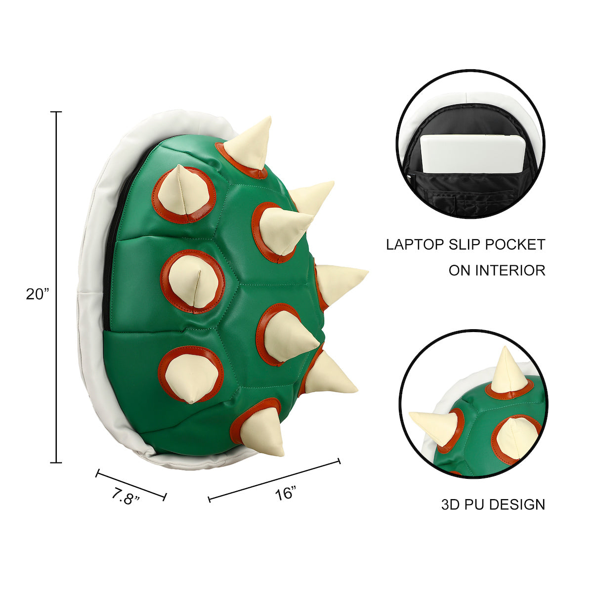 Super Mario Bros Bowser Green Turtle Shell Backpack