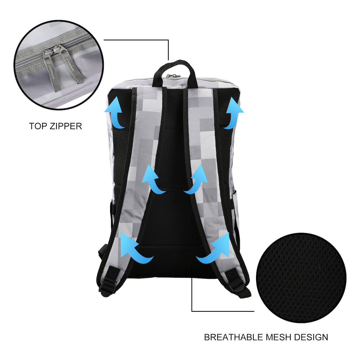 Minecraft Axe Print Gray Backpack