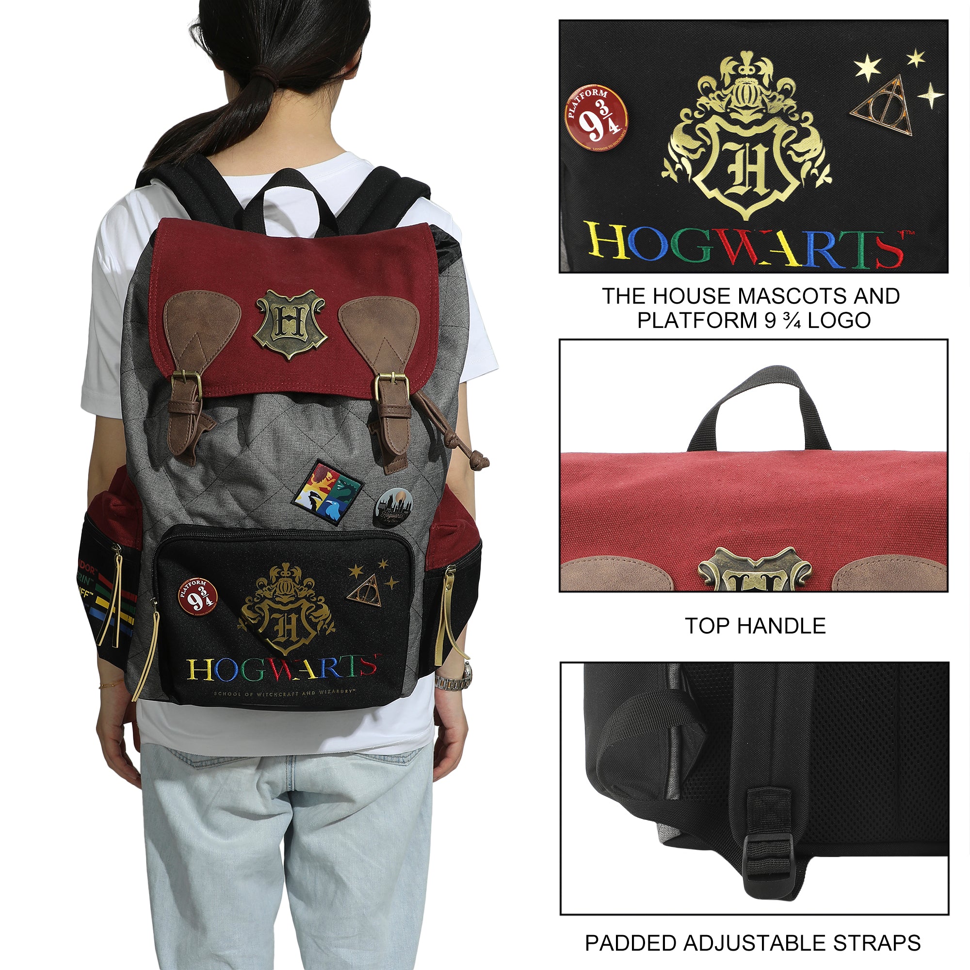 Harry Potter Hogwarts Decals 17" Rucksack Backpack