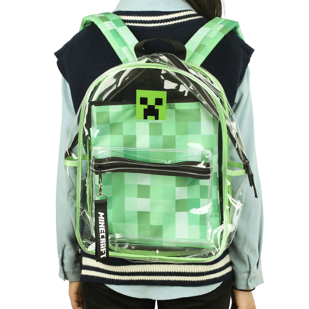 Minecraft 17 Clear Plastic Backpack with Removable Laptop Pocket