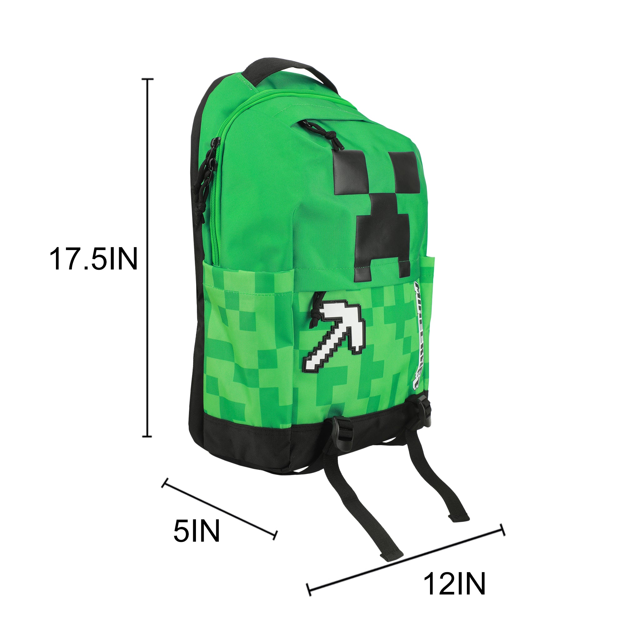 Minecraft Creeper & Pickax Green 17.5" Backpack