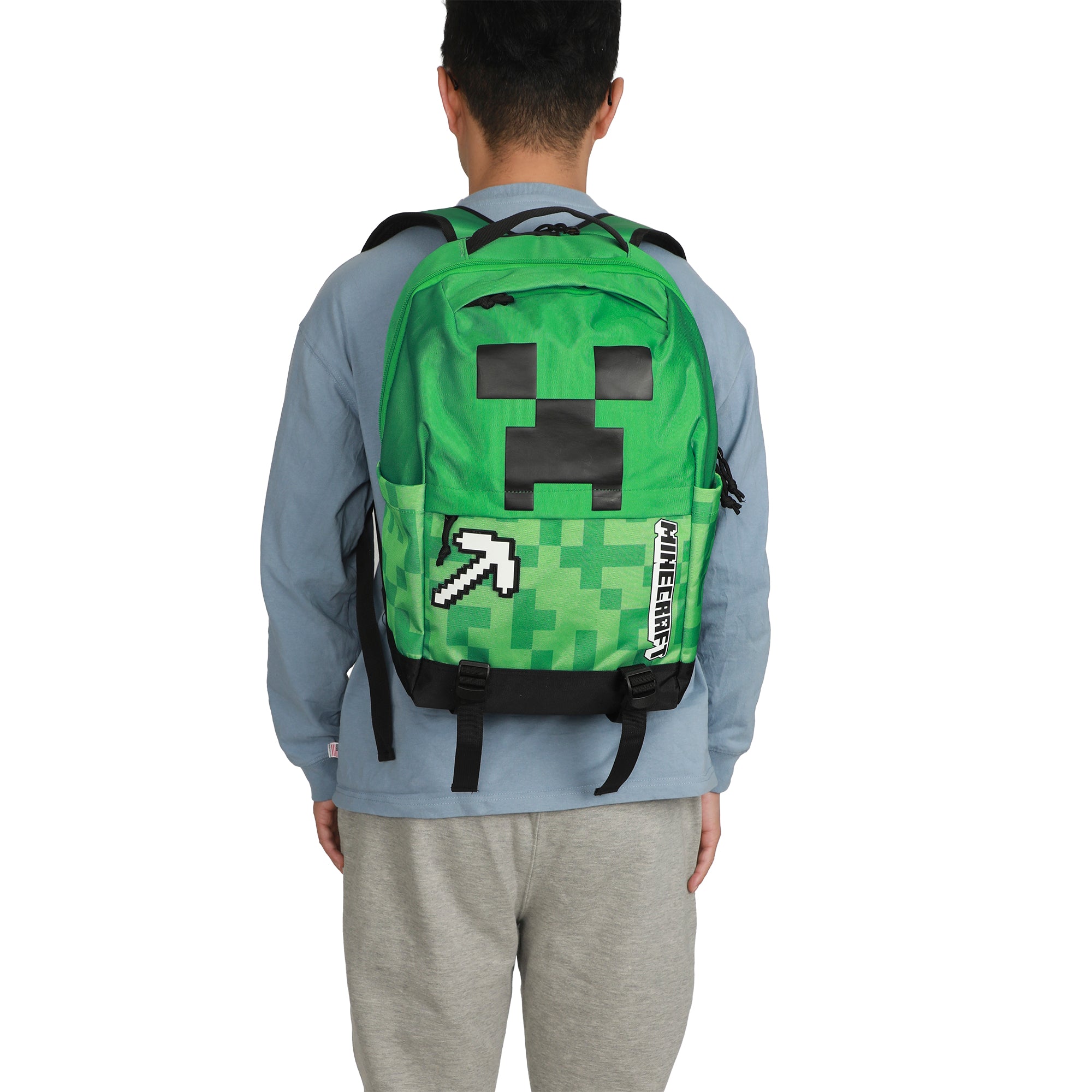 Minecraft Creeper & Pickax Green 17.5" Backpack