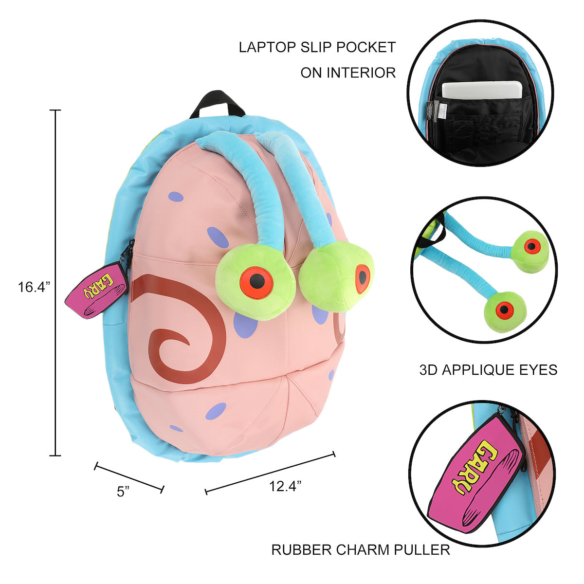Spongebob Squarepants Gary the Snail 16.4 Character Backpack