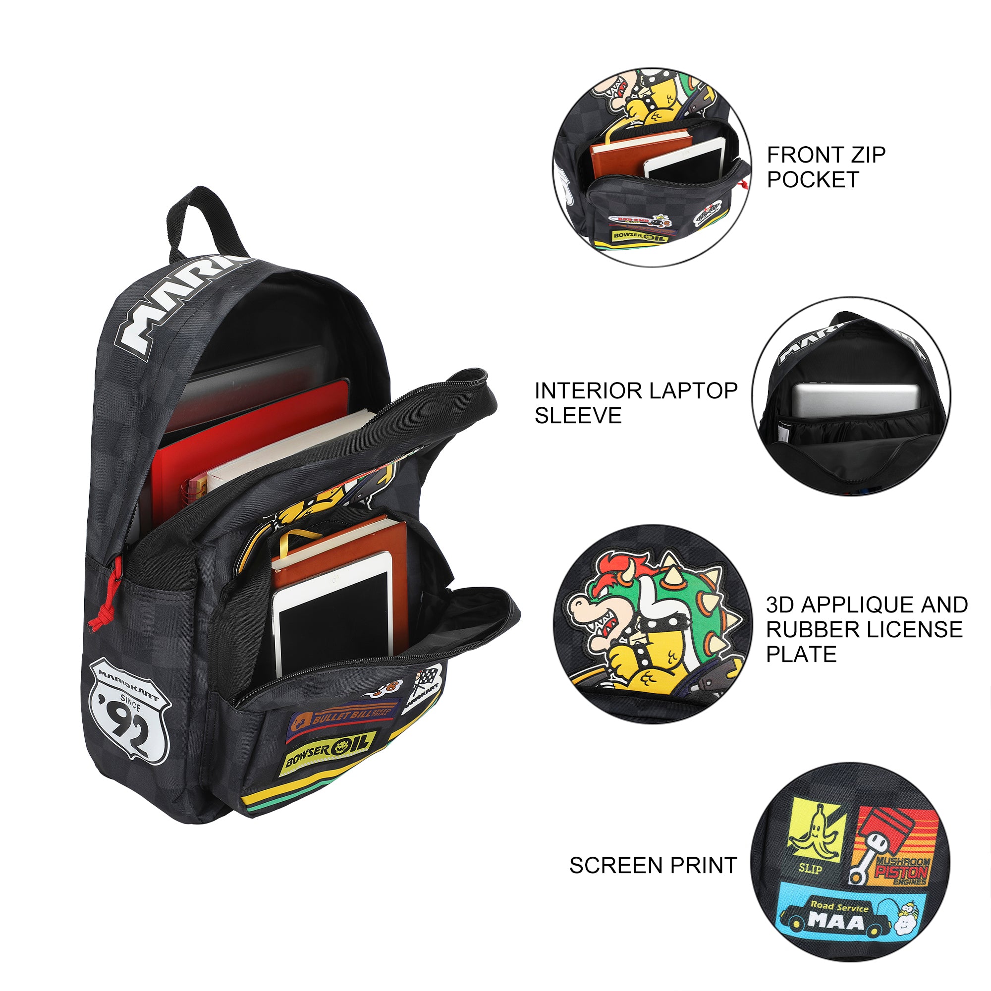 Mario Kart Novelty Bowser Kart Inspired Adult 17" Backpack