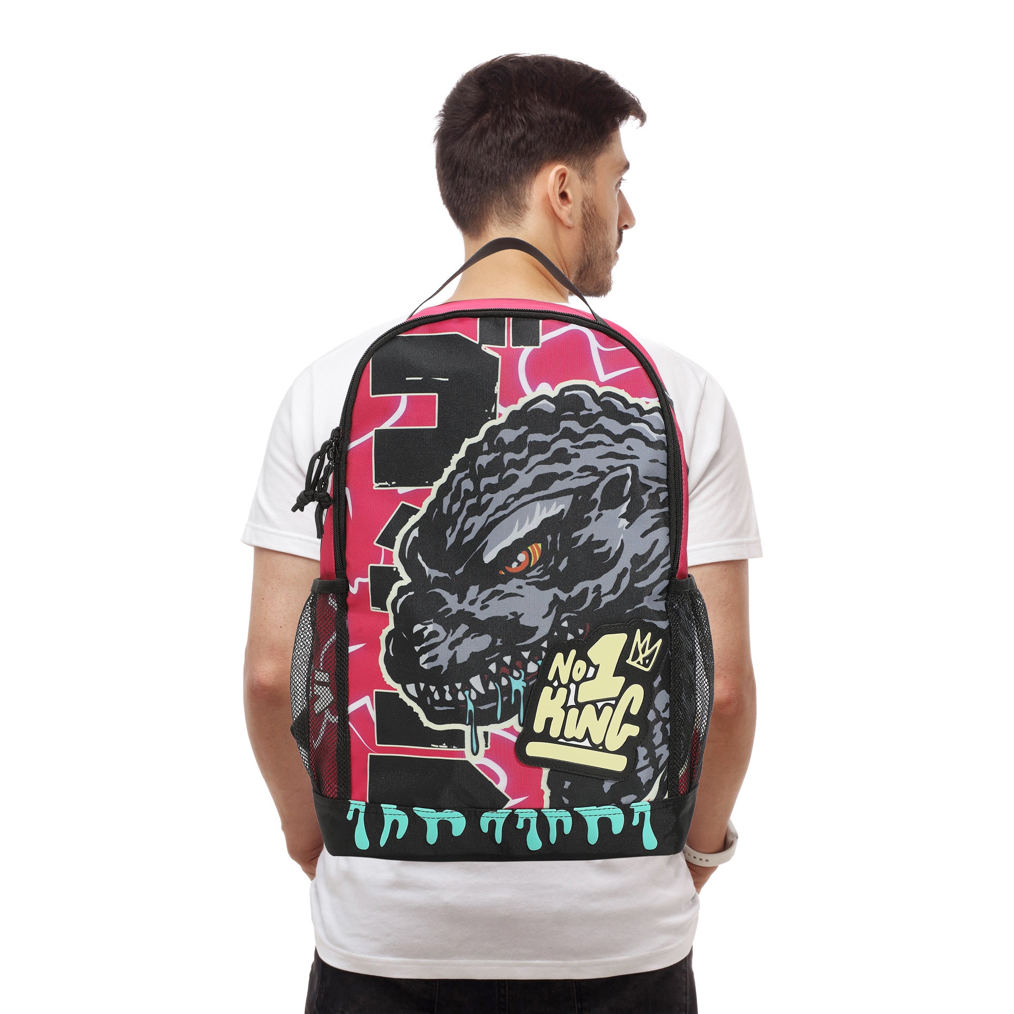 Godzilla Large Graphic 17.5" Pink Backpack