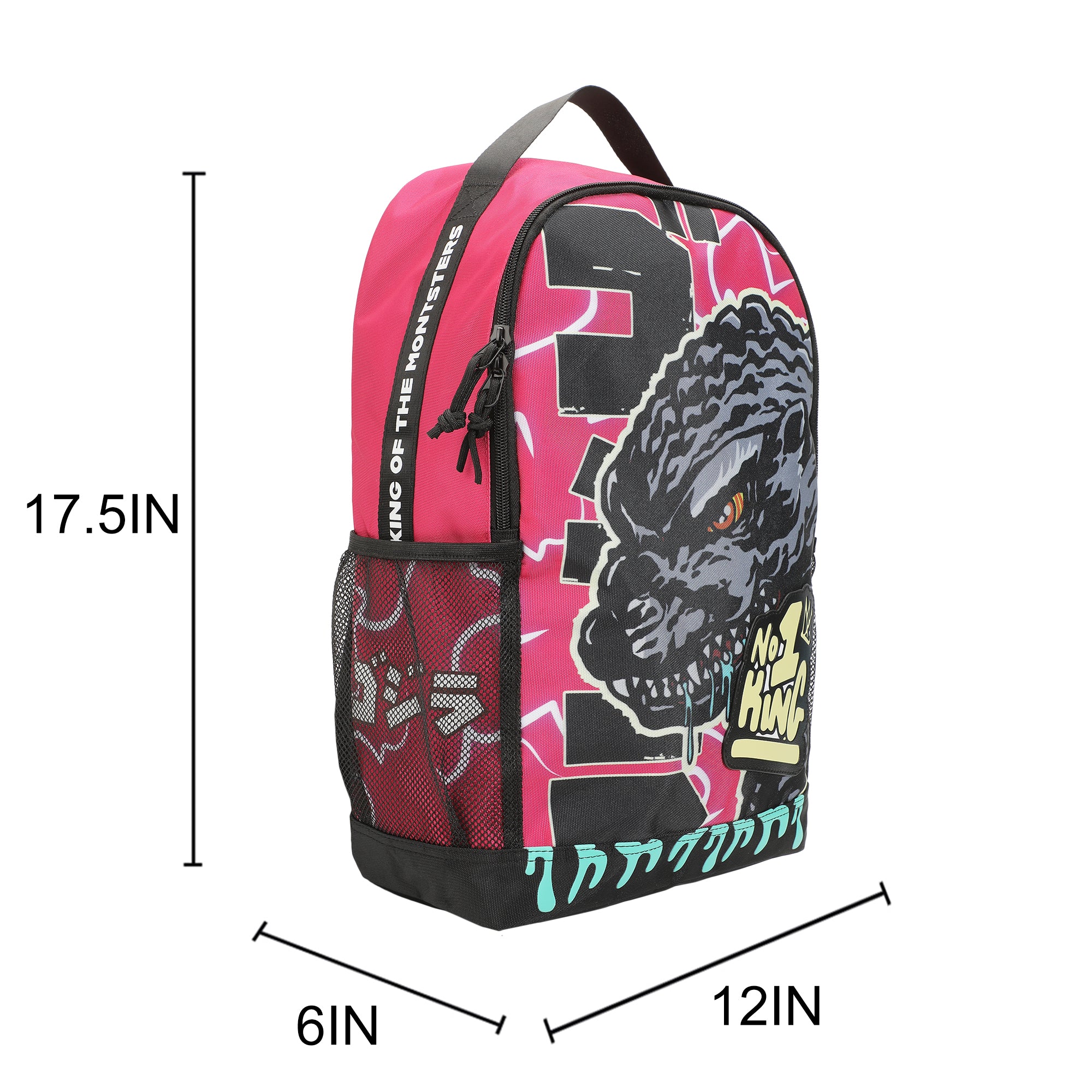 Godzilla Large Graphic 17.5" Pink Backpack