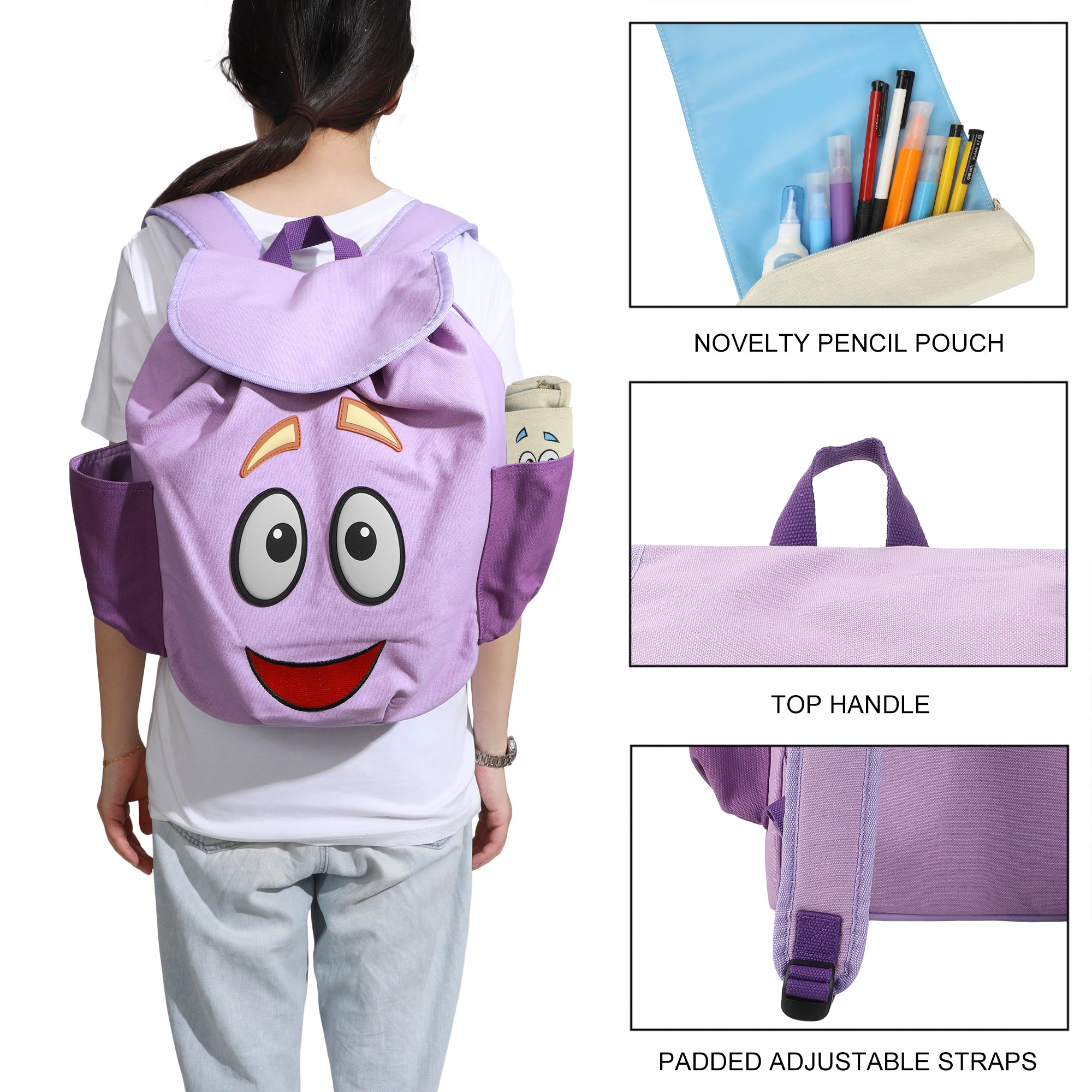 Dora The Explorer Backpack Character 13" Novelty Backpack With Map Pouch