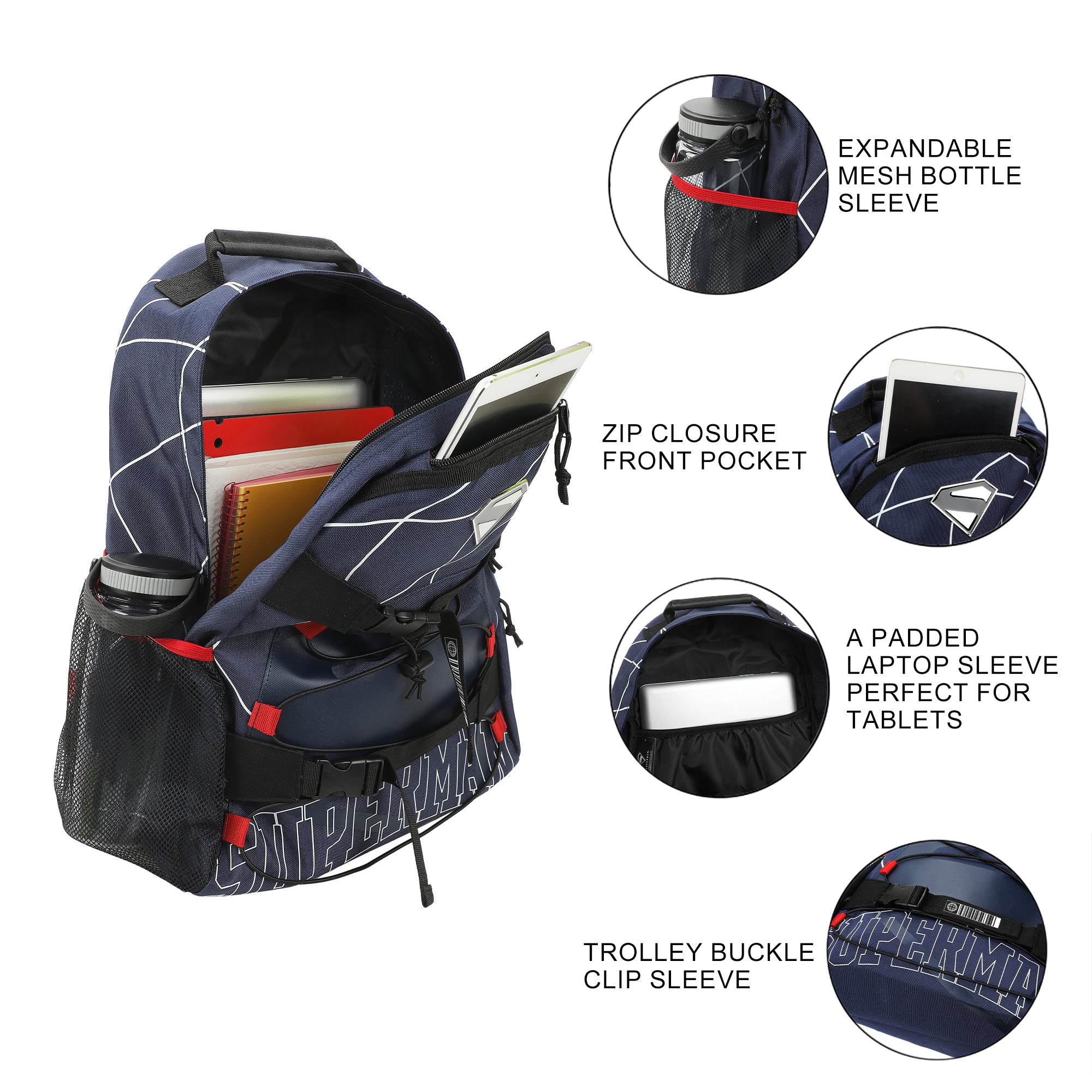 Superman Web Logo 17.5" Blue Backpack