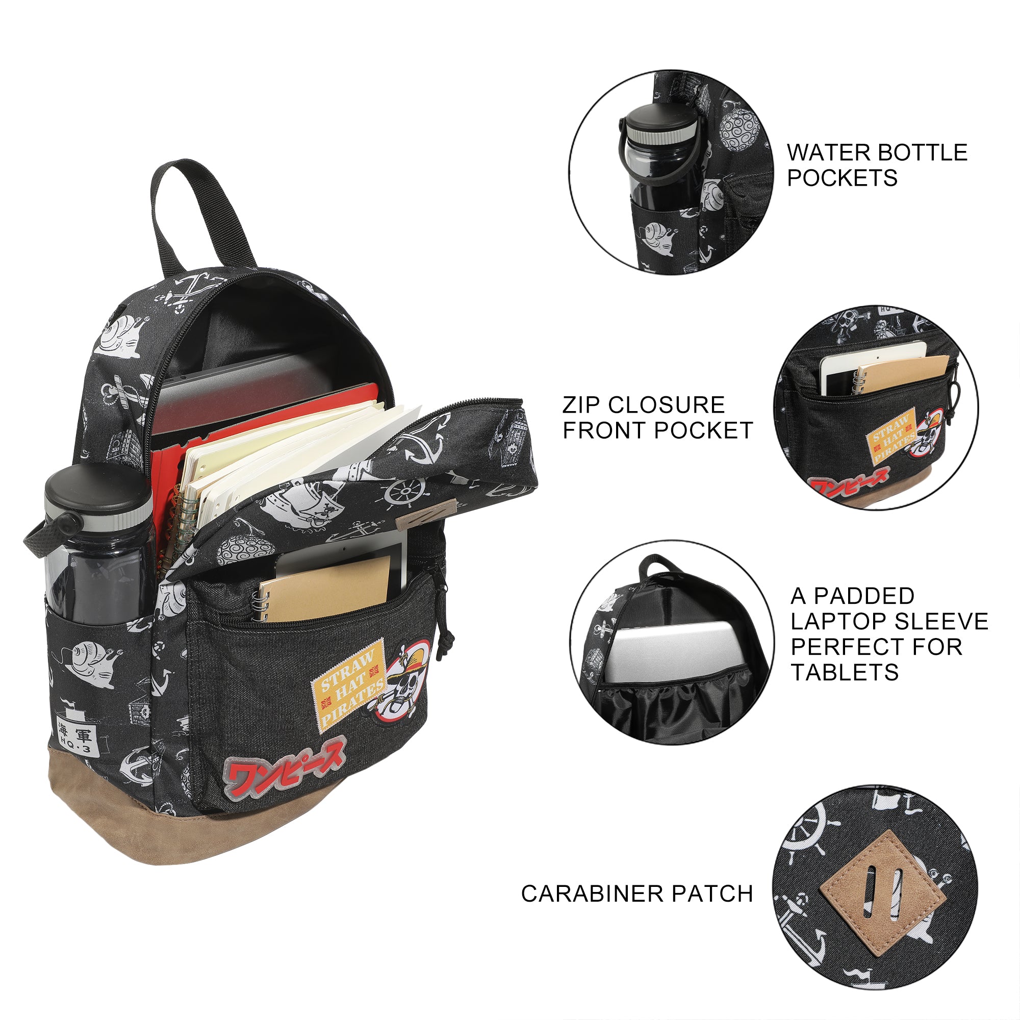 One Piece Live Action Icons 16.5" Black Backpack