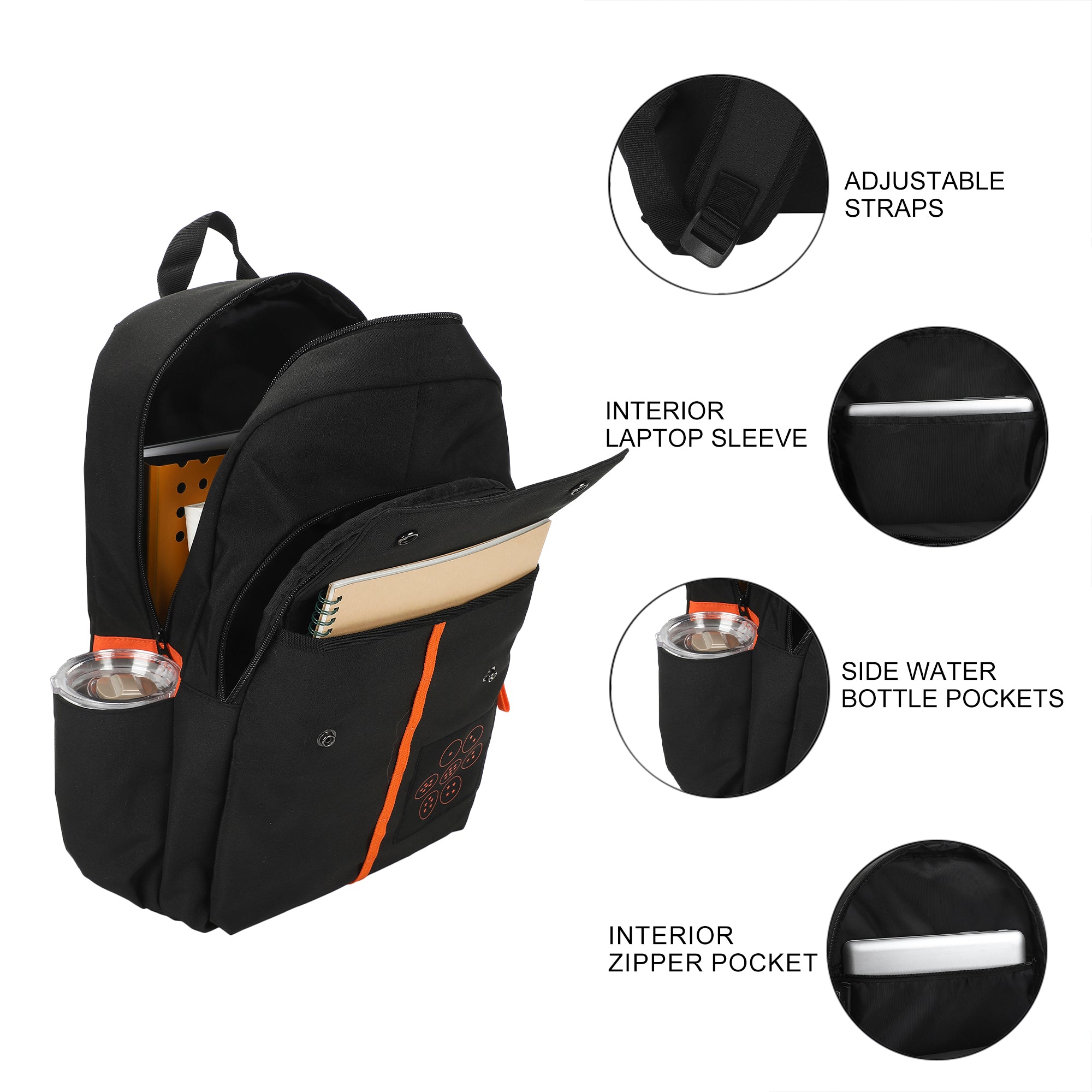 Dragon Ball Z Goku Symbols Black 17.5” Adult Commuter Backpack