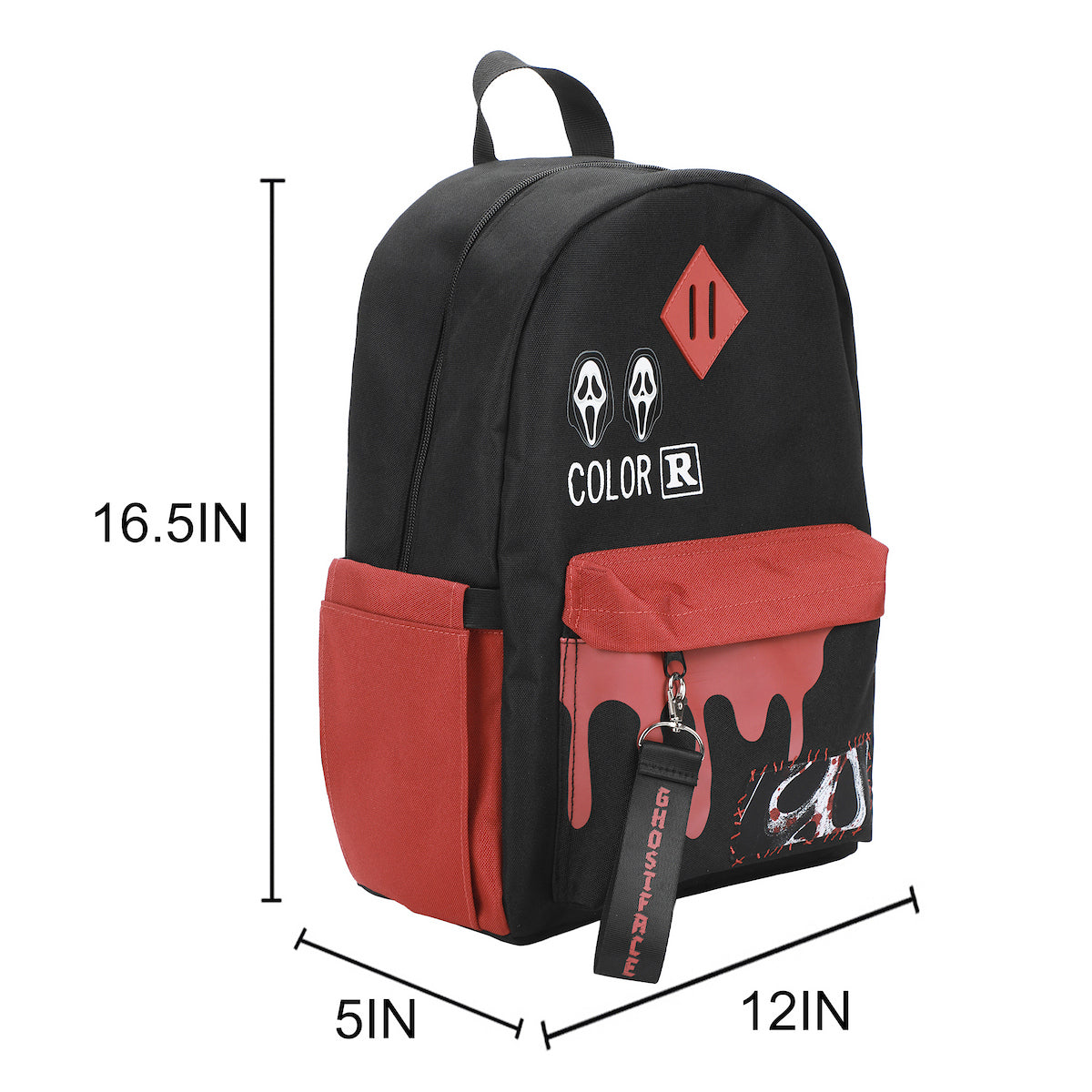 Ghostface Masks & Blood Drip Adult 16.5” Black Backpack