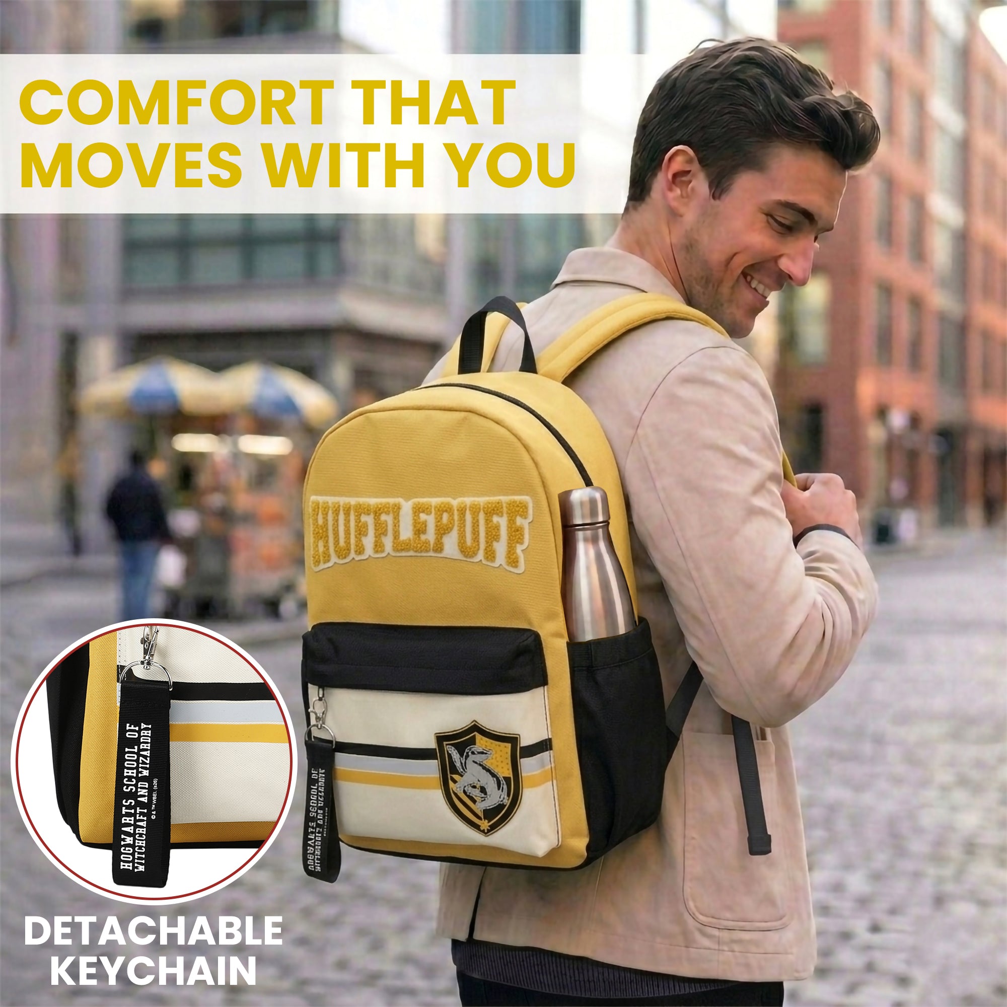Harry Potter Hufflepuff Crest 16.5" Adult Yellow Backpack