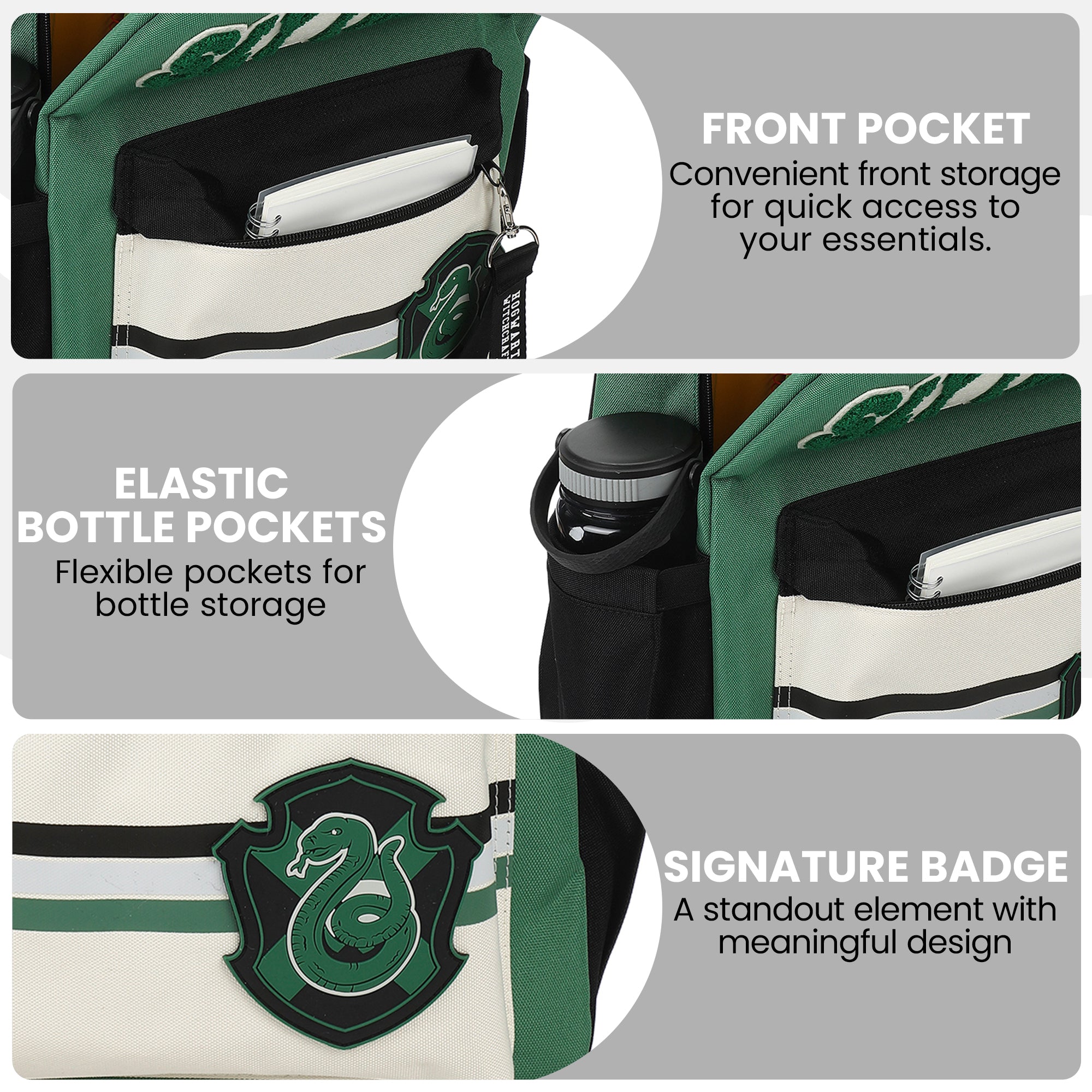 Harry Potter Slytherin Crest 16.5" Adult Green Backpack
