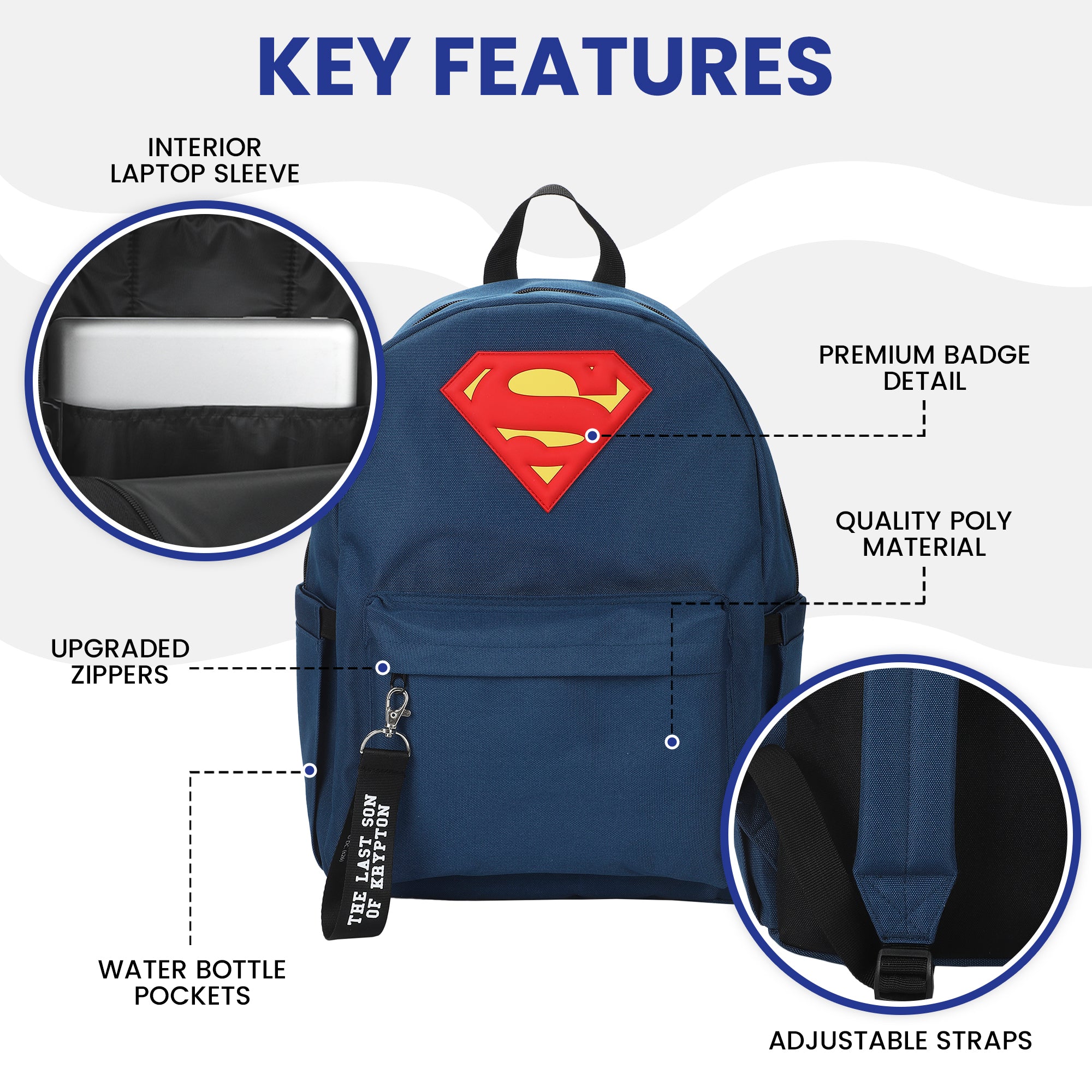 Superman Logo 16.5" Adult Blue Backpack
