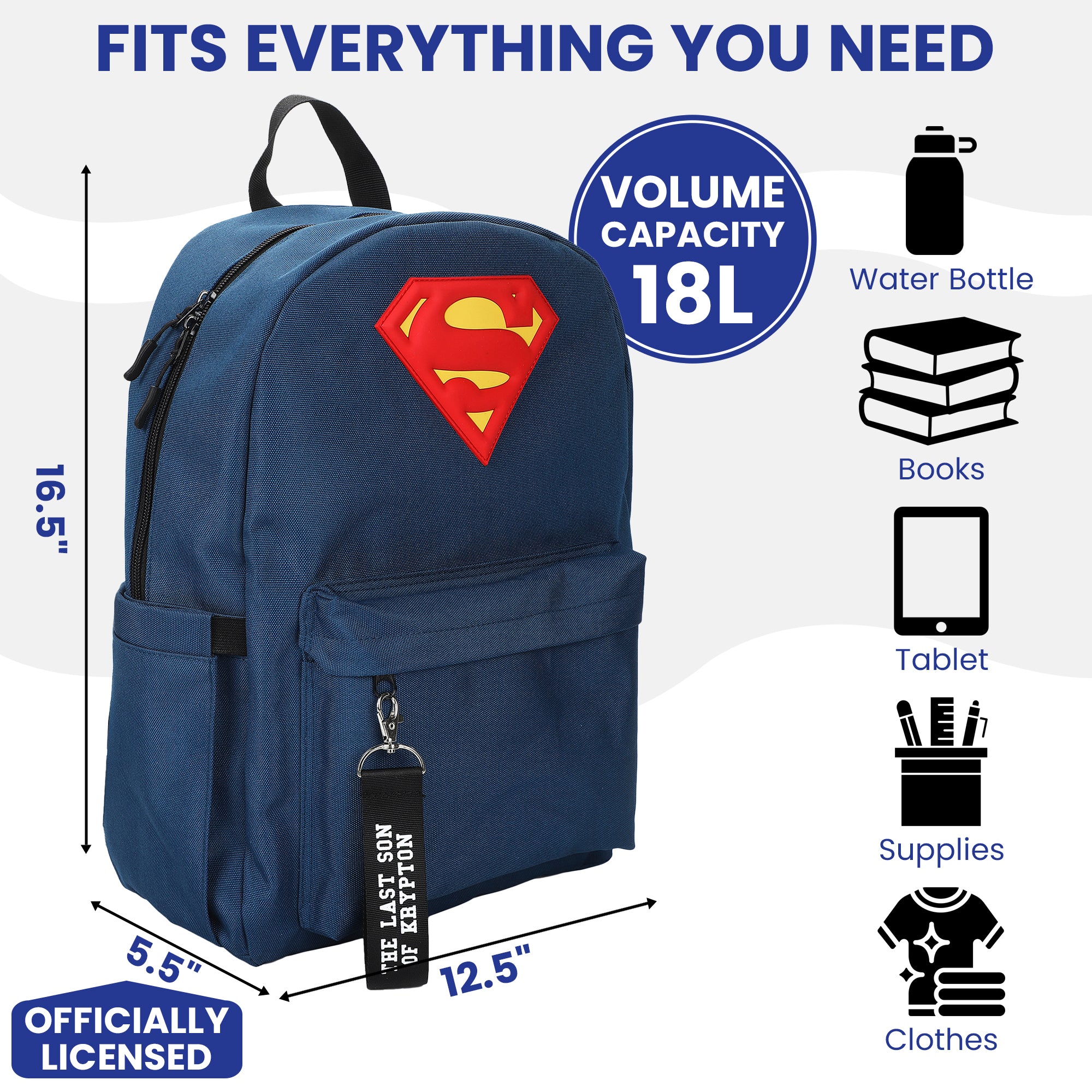 Superman Logo 16.5" Adult Blue Backpack