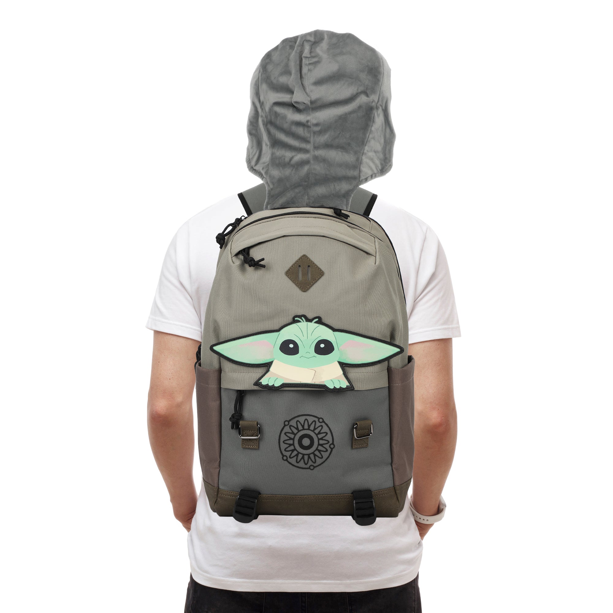 Star Wars The Mandalorian Grogu Pouch 17" Adult Hooded Backpack