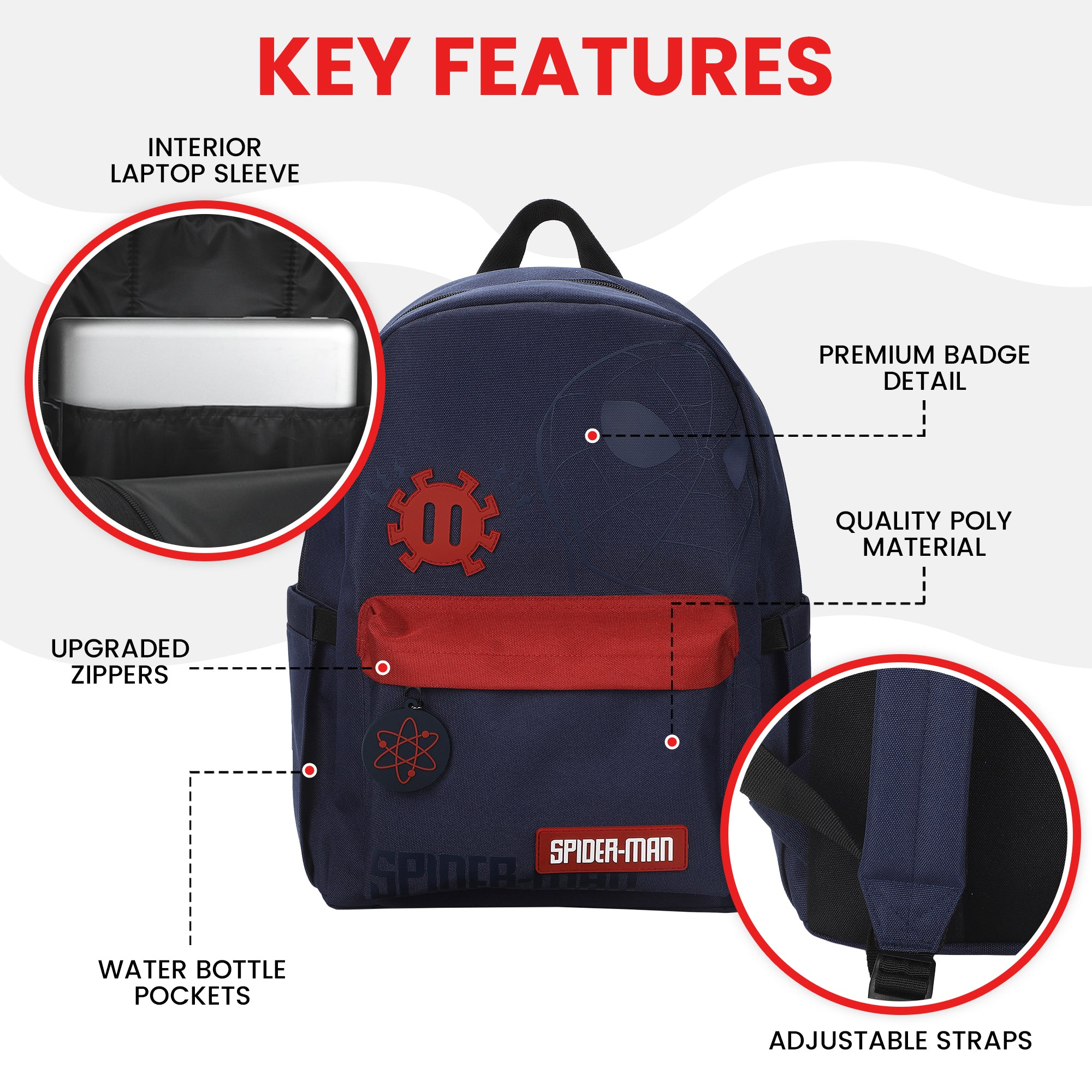 Spider-Man Classic Spider-Man Line Art 16.5” Adult Black & Red Backpack