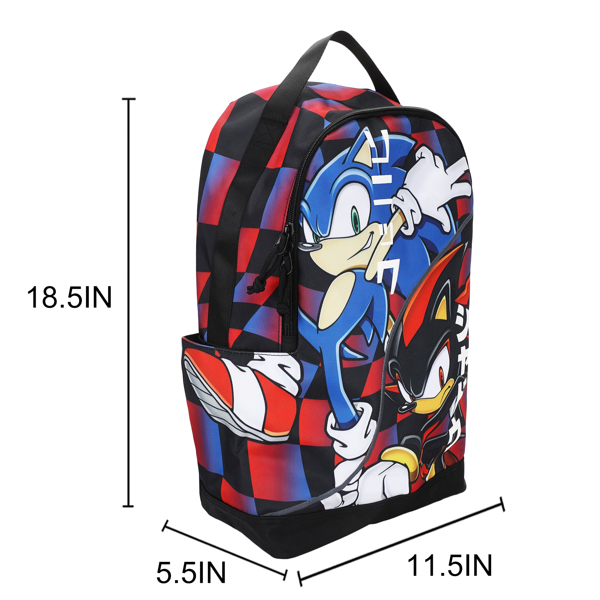 Sonic The Hedgehog Sonic & Shadow 18.5” Adult Black Backpack