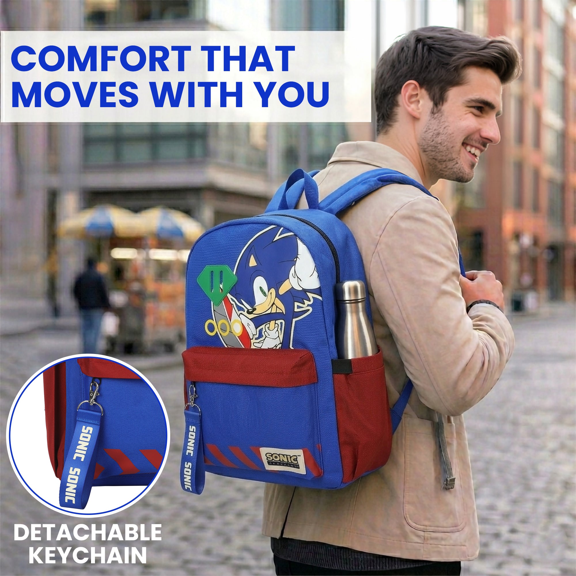 Sonic The Hedgehog Sonic Character Art 16.5" Adult Blue Backpack