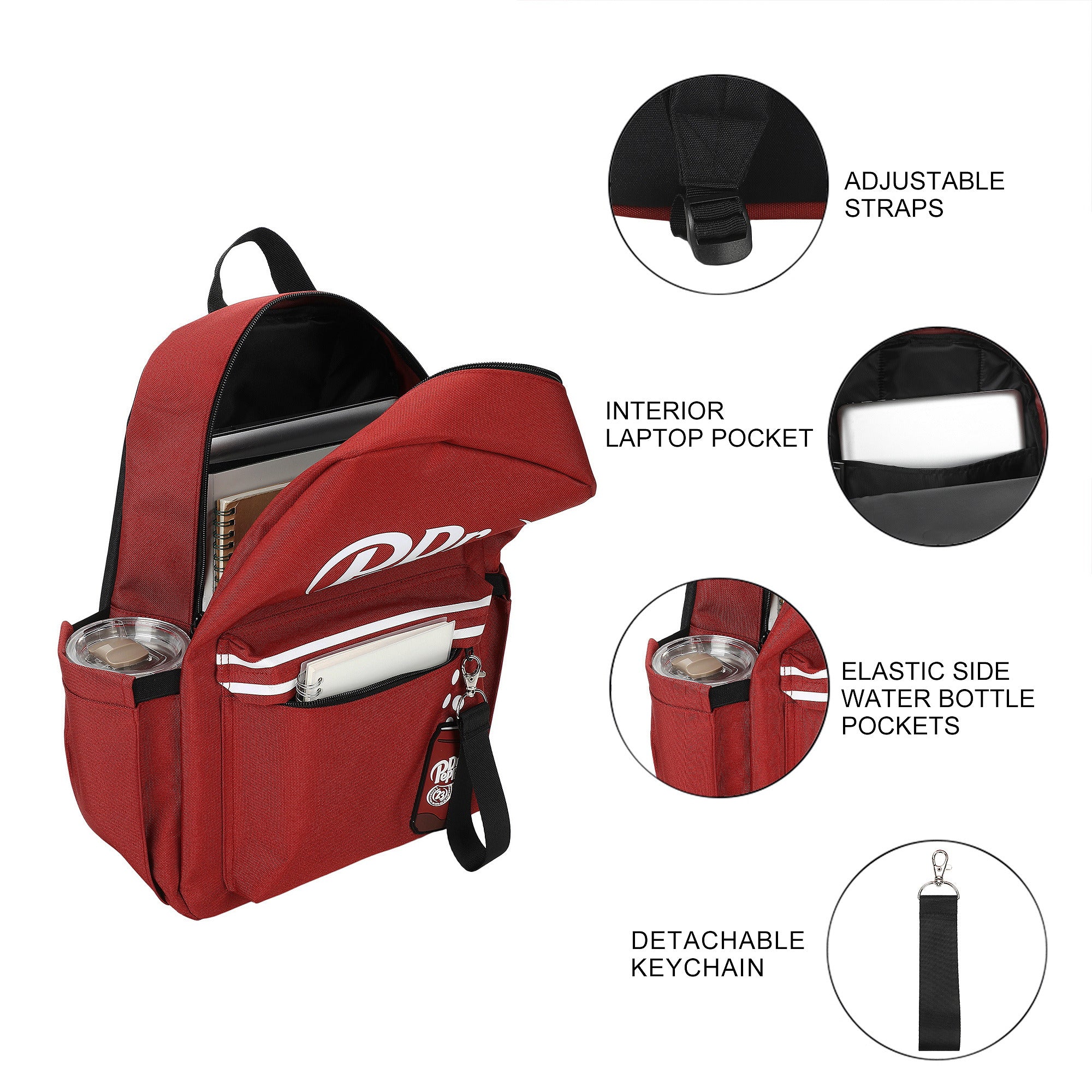 Dr Pepper Logo 16.5" Backpack for Adults Daily Commute Travel