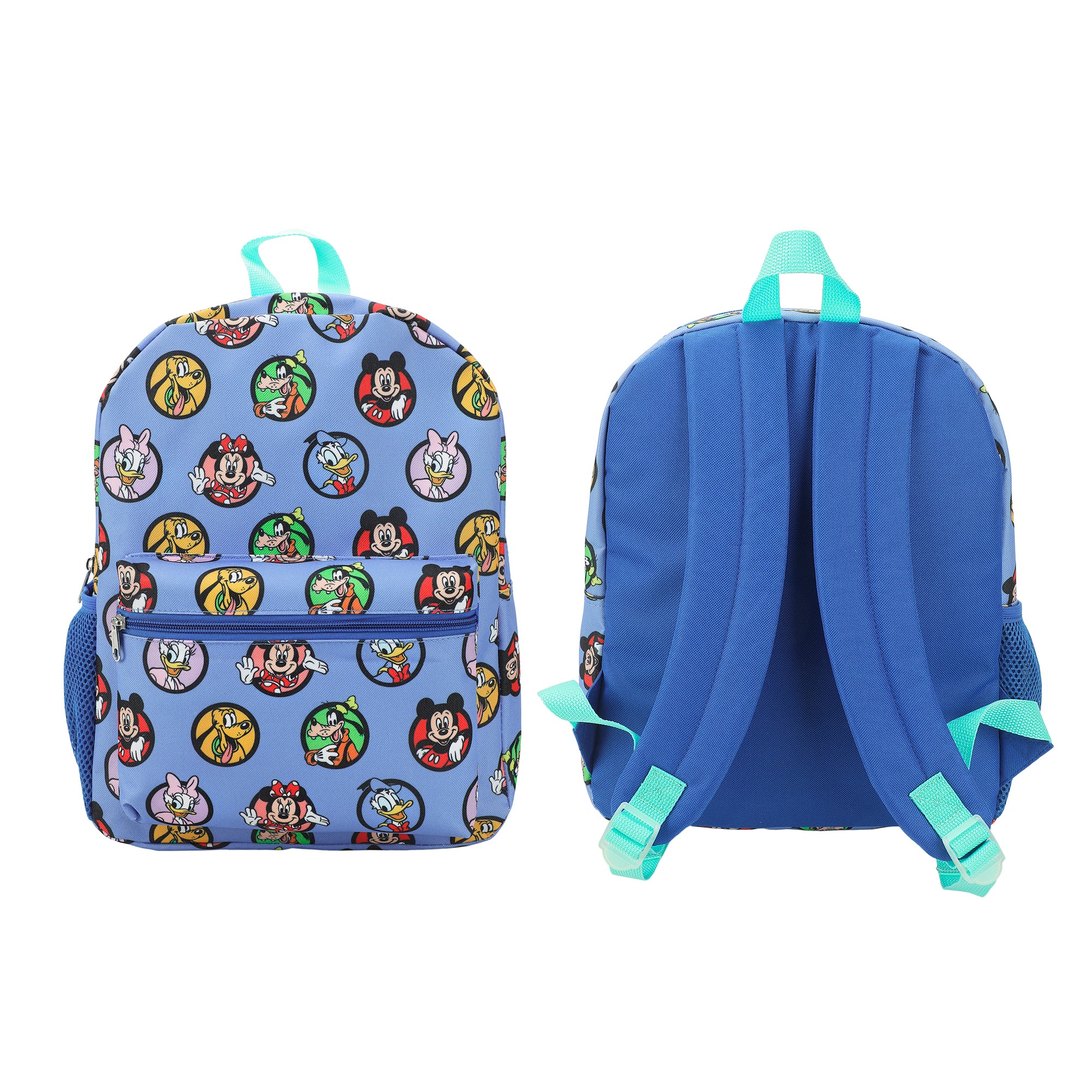 Disney Classic Character Circles 14" Blue Backpack for Boys and Girls