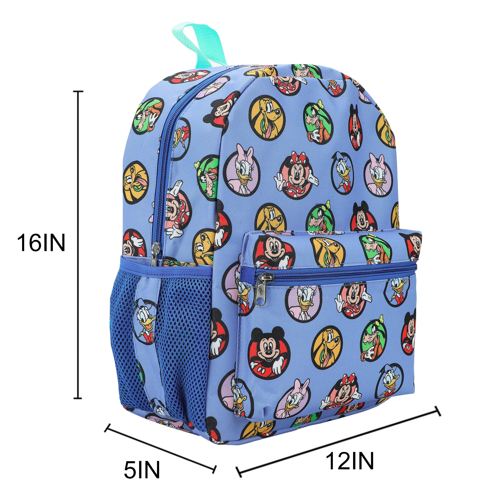 Disney Classic Character Circles 14" Blue Backpack for Boys and Girls