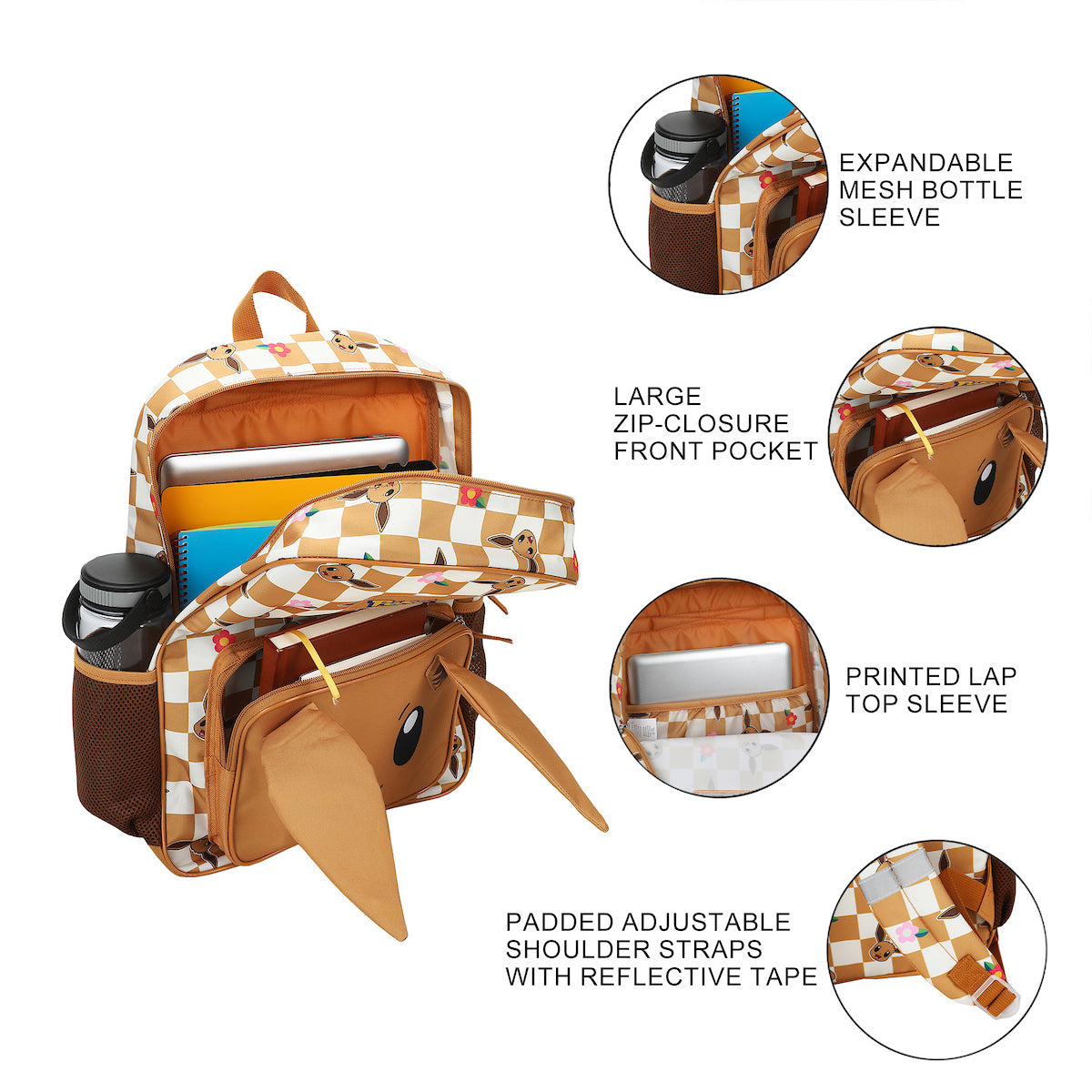 Pokemon Eevee 16" Novelty Backpack For School And Travel