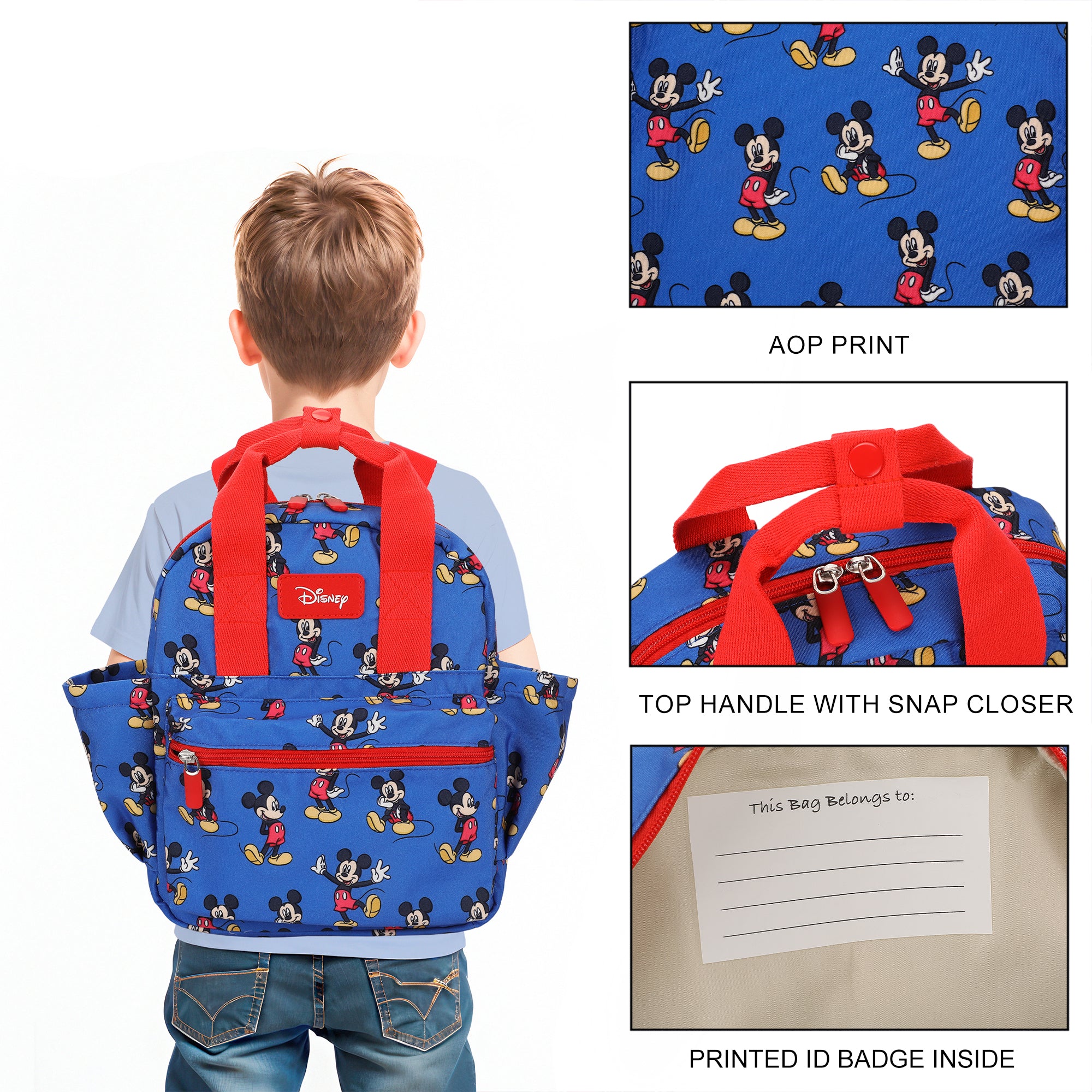 Mickey Mouse Classic All-Over Print 12" Toddler Backpack For Preschool, Daycare, And Travel