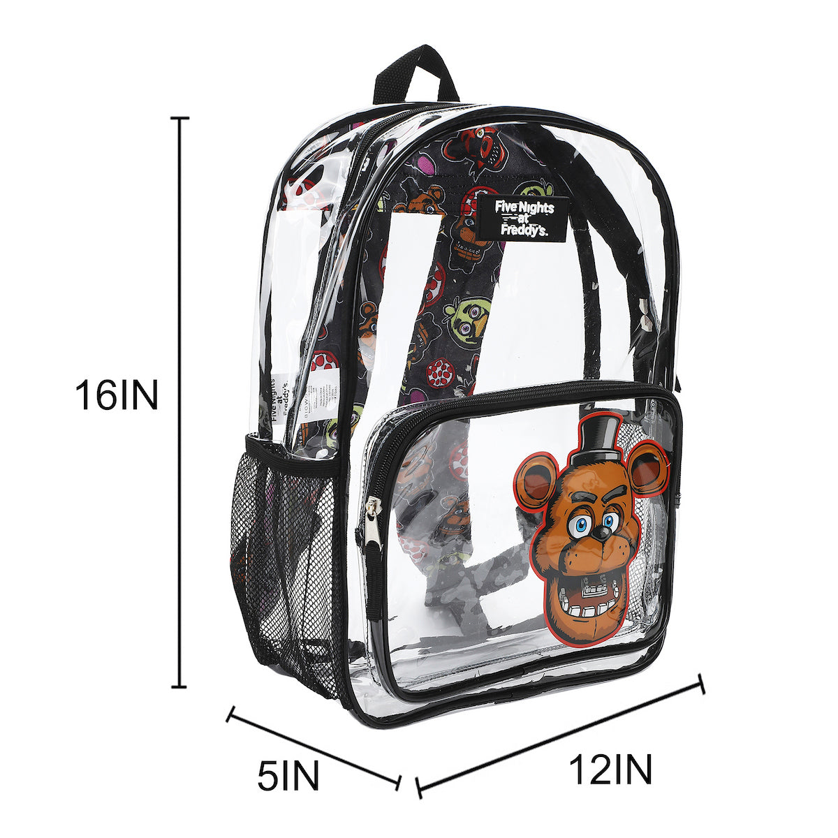 Five Nights at Freddy's Freddy Fazbear 16" Clear Backpack For School And Travel
