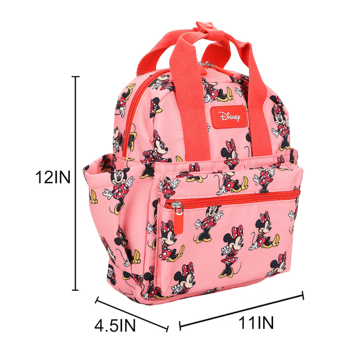 Minnie Mouse Classic All-Over Print 12" Toddler Backpack For Preschool, Daycare, And Travel