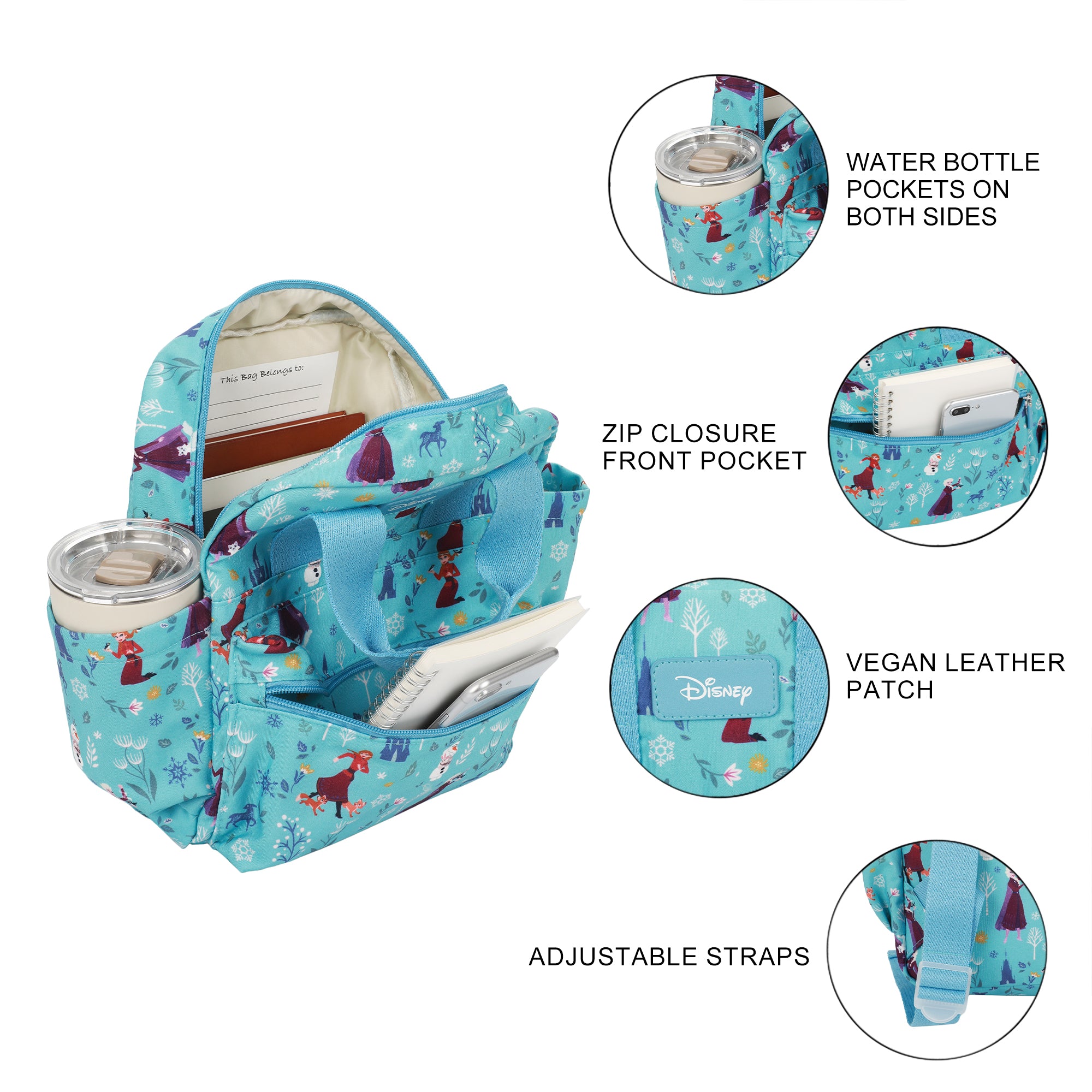 Frozen Elsa, Anna, And Olaf All-Over Print 12" Toddler Backpack For Preschool, Daycare, And Travel