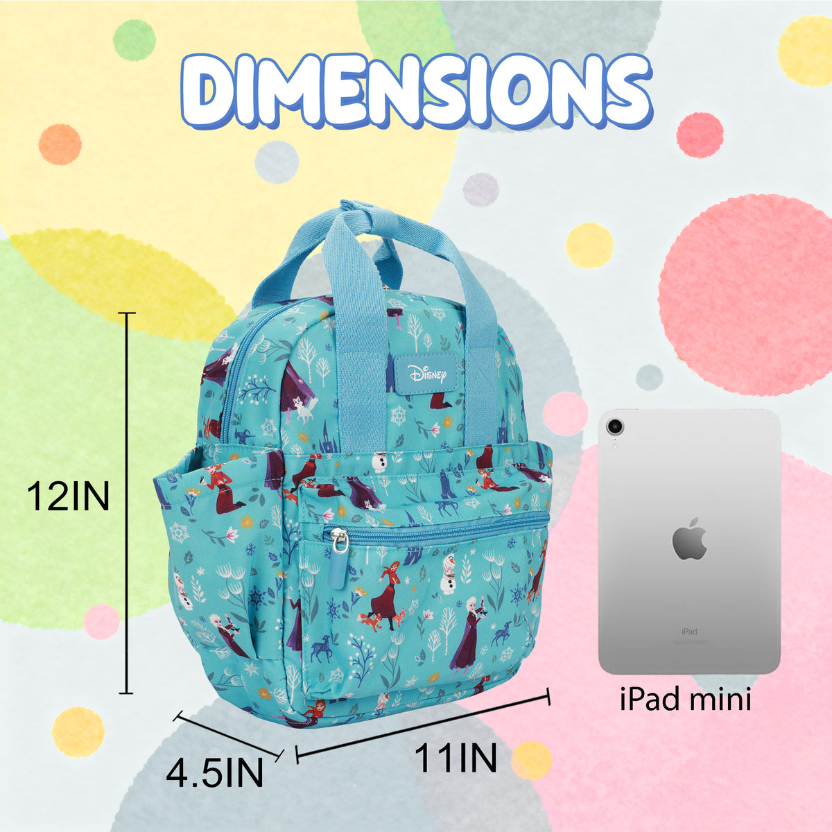 Frozen Elsa, Anna, And Olaf All-Over Print 12" Toddler Backpack For Preschool, Daycare, And Travel
