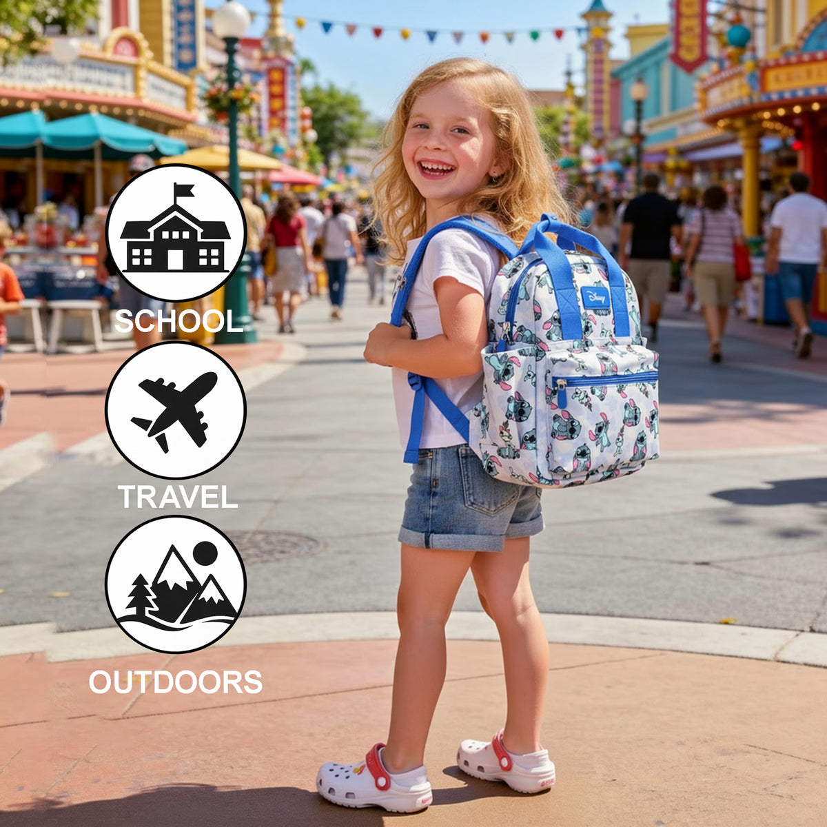 Lilo & Stitch Adorable Stitch All-Over Print 12" Toddler Backpack For Preschool, Daycare, And Travel