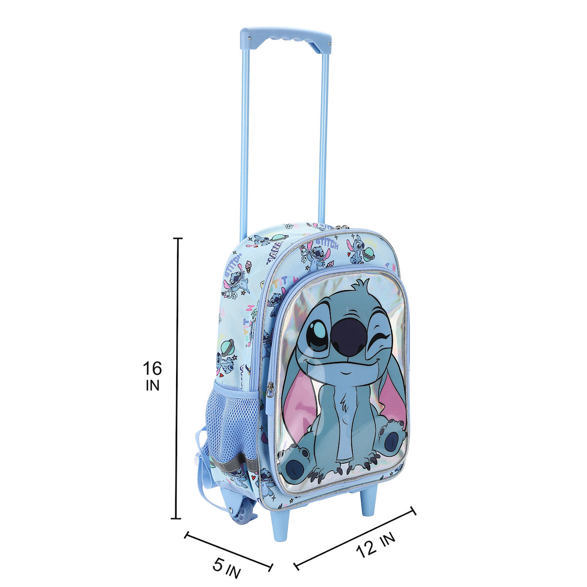 Lilo & Stitch Winking Stitch 16" Rolling Backpack for School and Travel