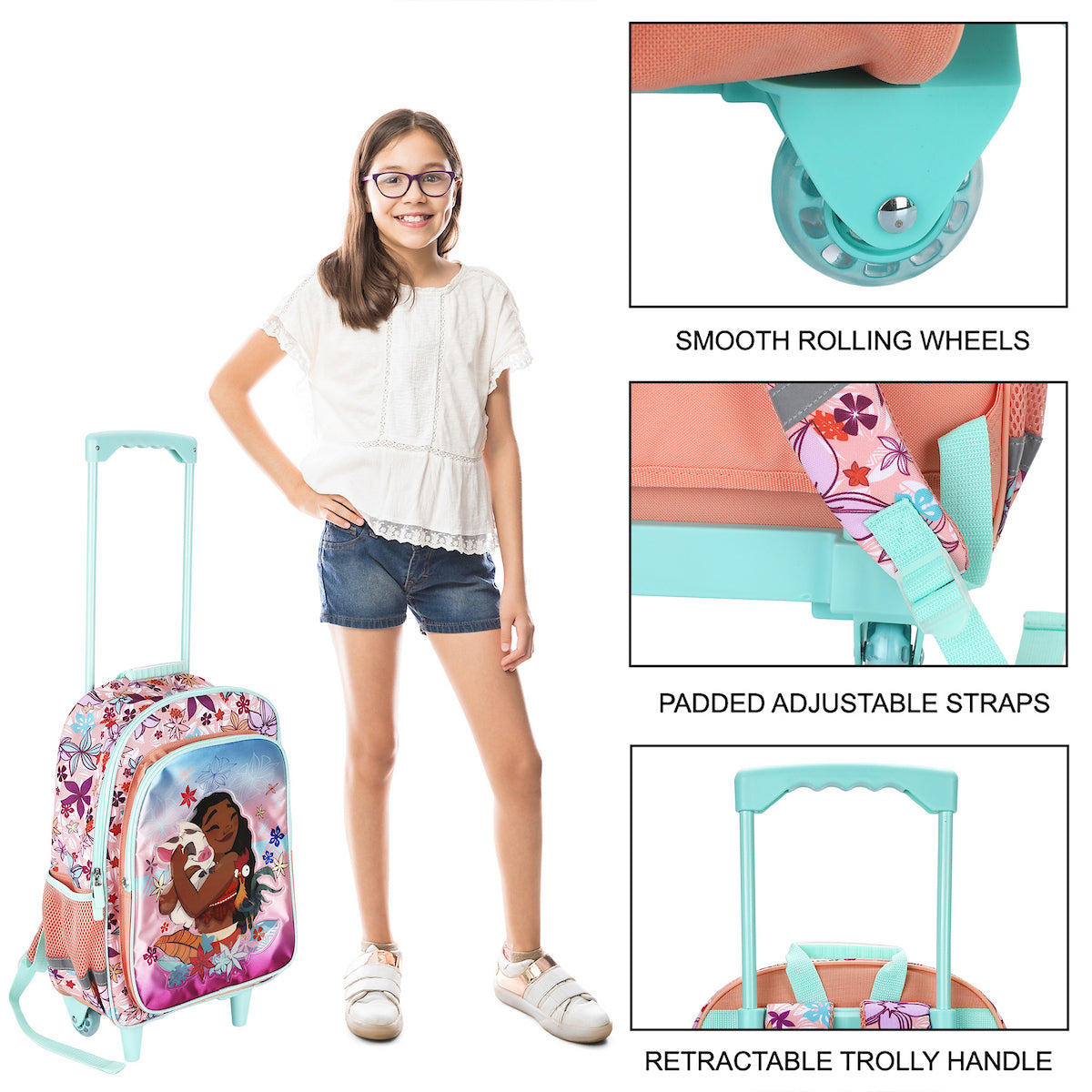 Moana and Pua 16" Rolling Travel Backpack