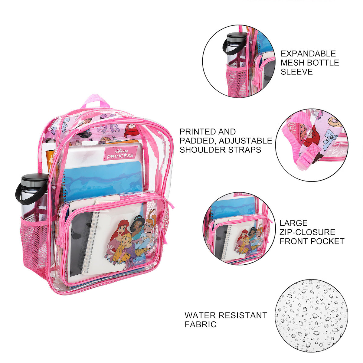Disney Princesses Kids' Clear PVC 16" Backpack