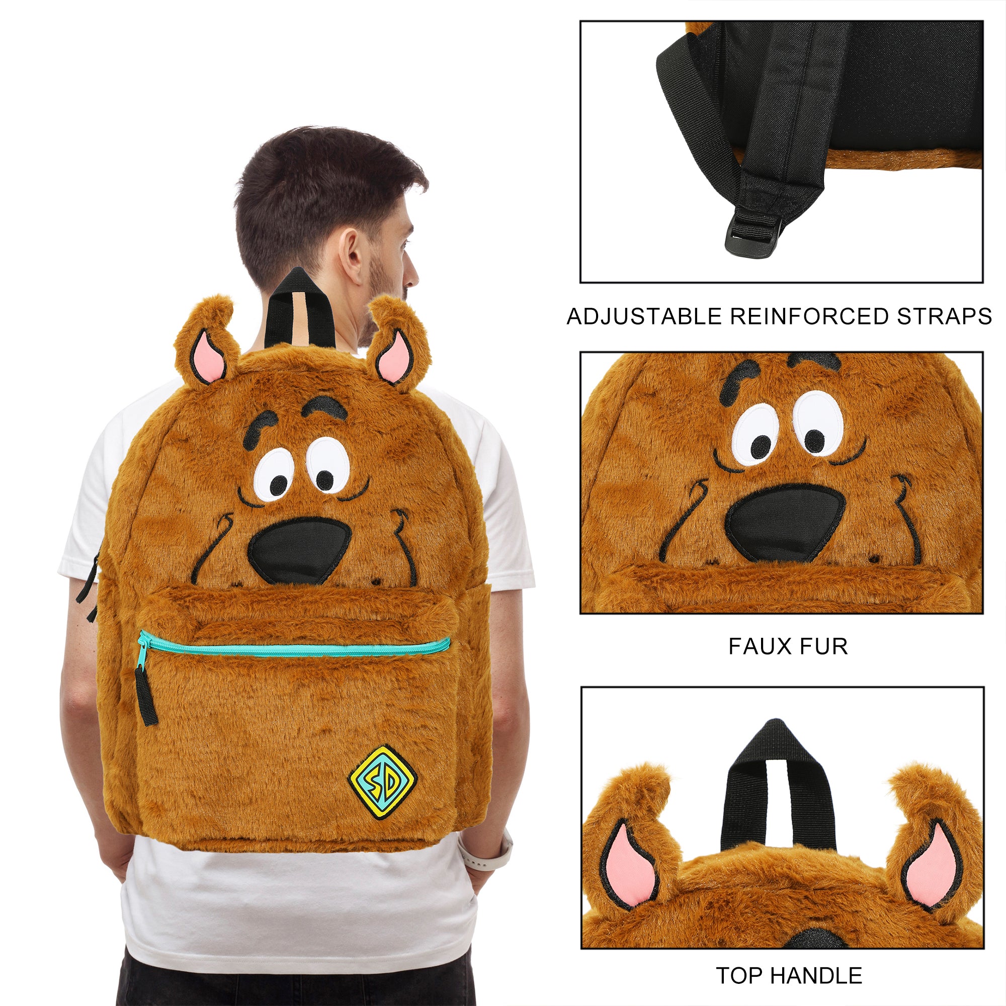 Scooby Doo Plush Scooby & Gang Adult 16.5" Reversible Backpack