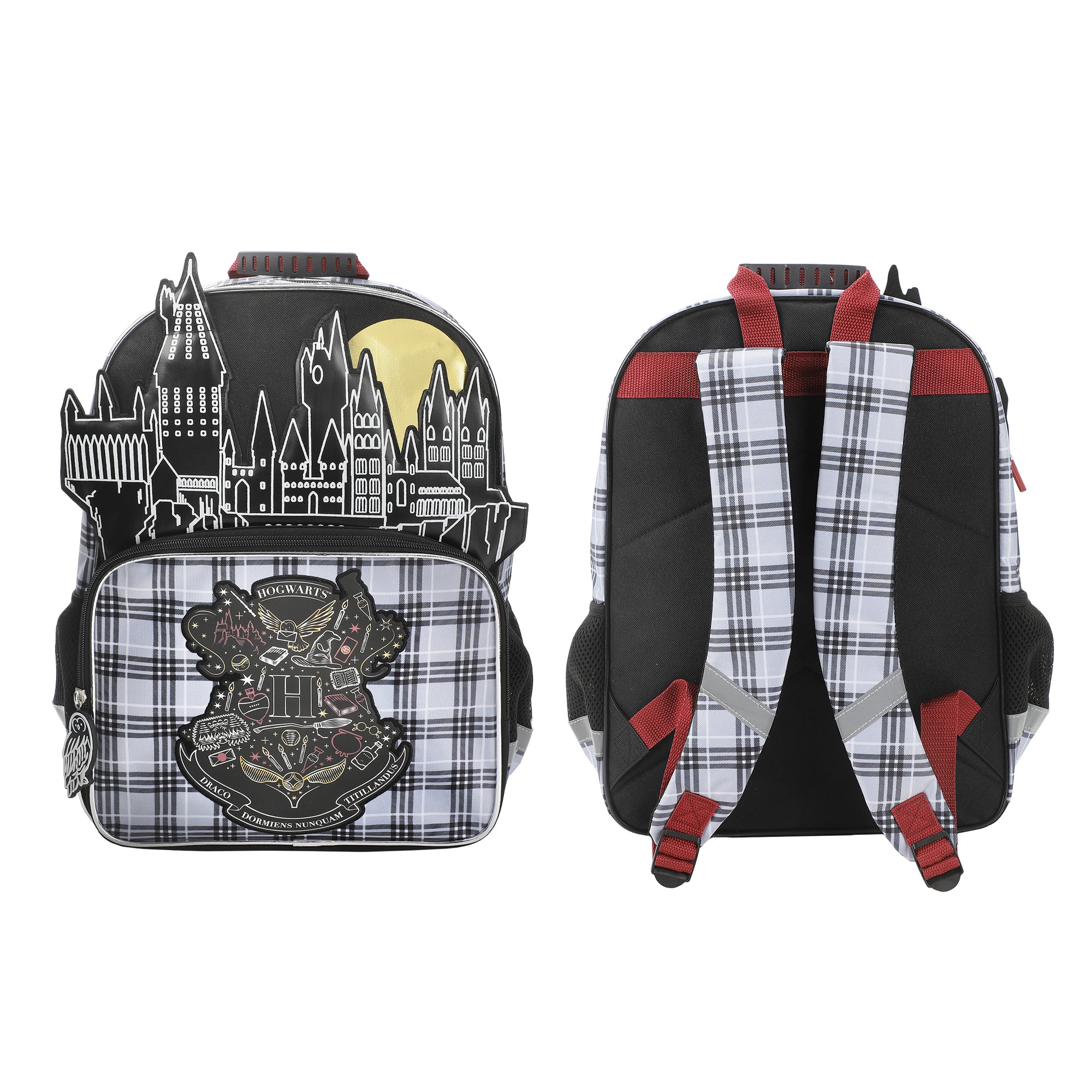 Harry Potter Hogwarts Tartan Crest 16" Kid's Backpack For School And Travel
