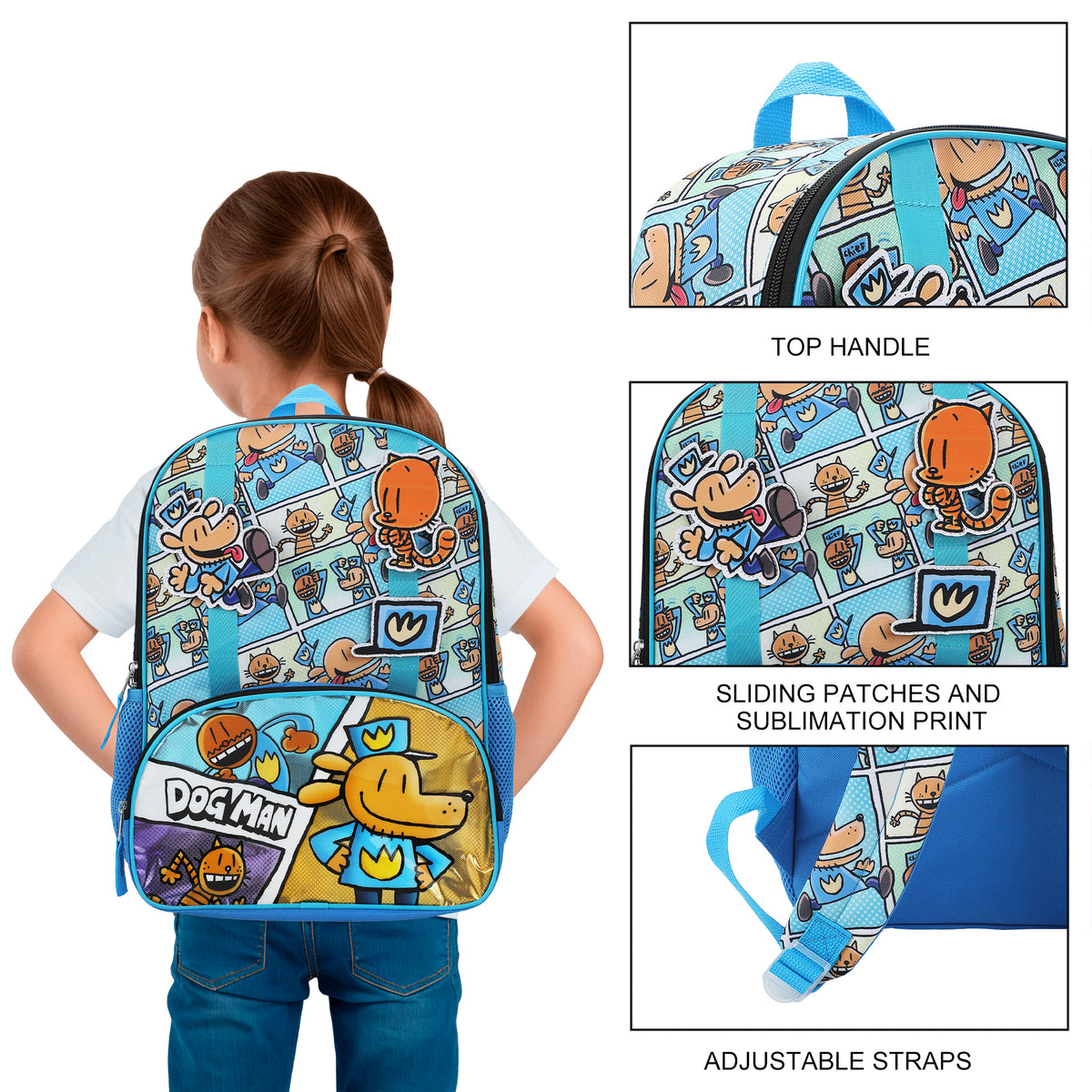 Dog Man 16" Kid's Backpack For School And Travel