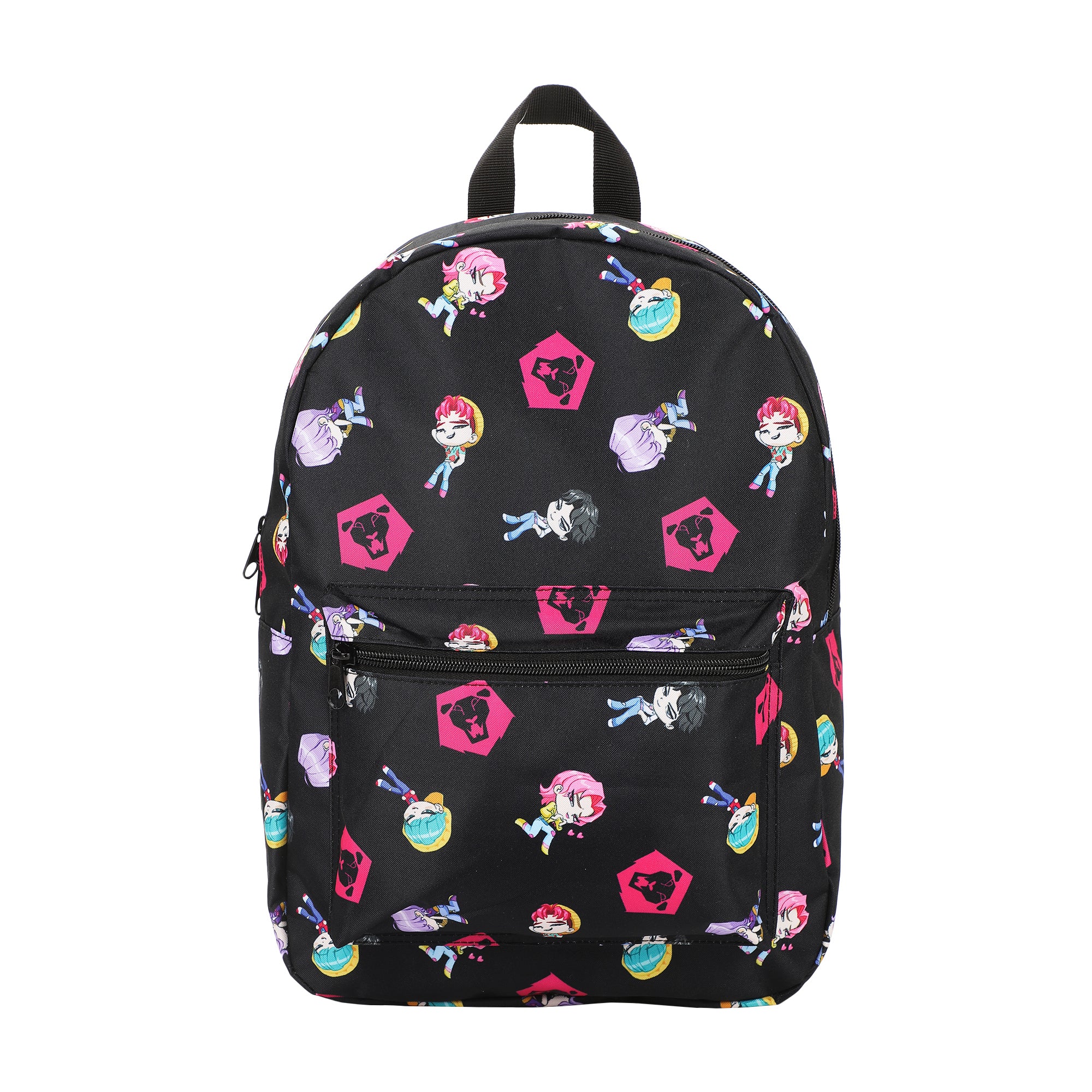 KPop Demon Hunters Chibi Saja Boys All-Over Print 16.5” Black Quick Turn Backpack