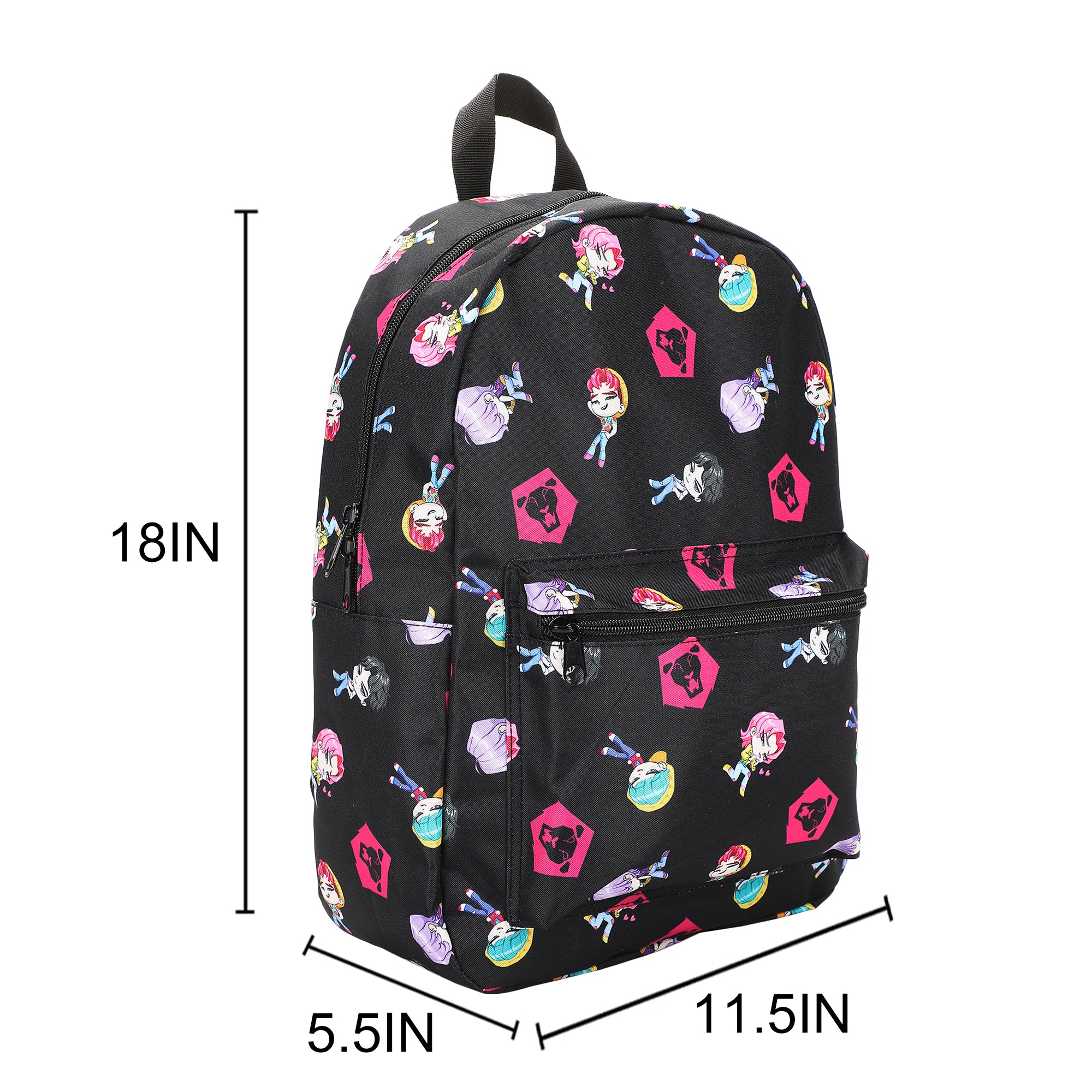 KPop Demon Hunters Chibi Saja All-Over Print 16.5” Adult Black Quick Turn Backpack