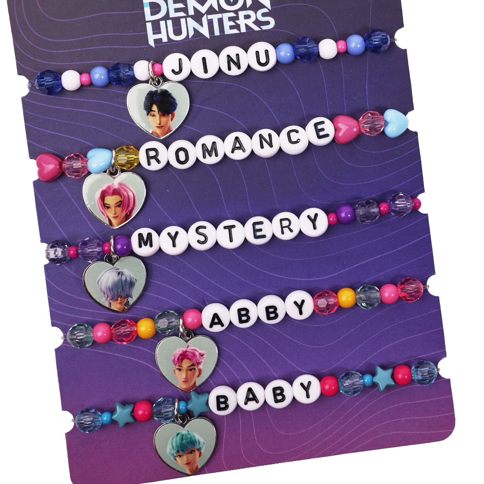 KPop Demon Hunters SAJA Boys Tradesies Character Bracelets – 5 Pack Beaded Stretch Bracelet Set,