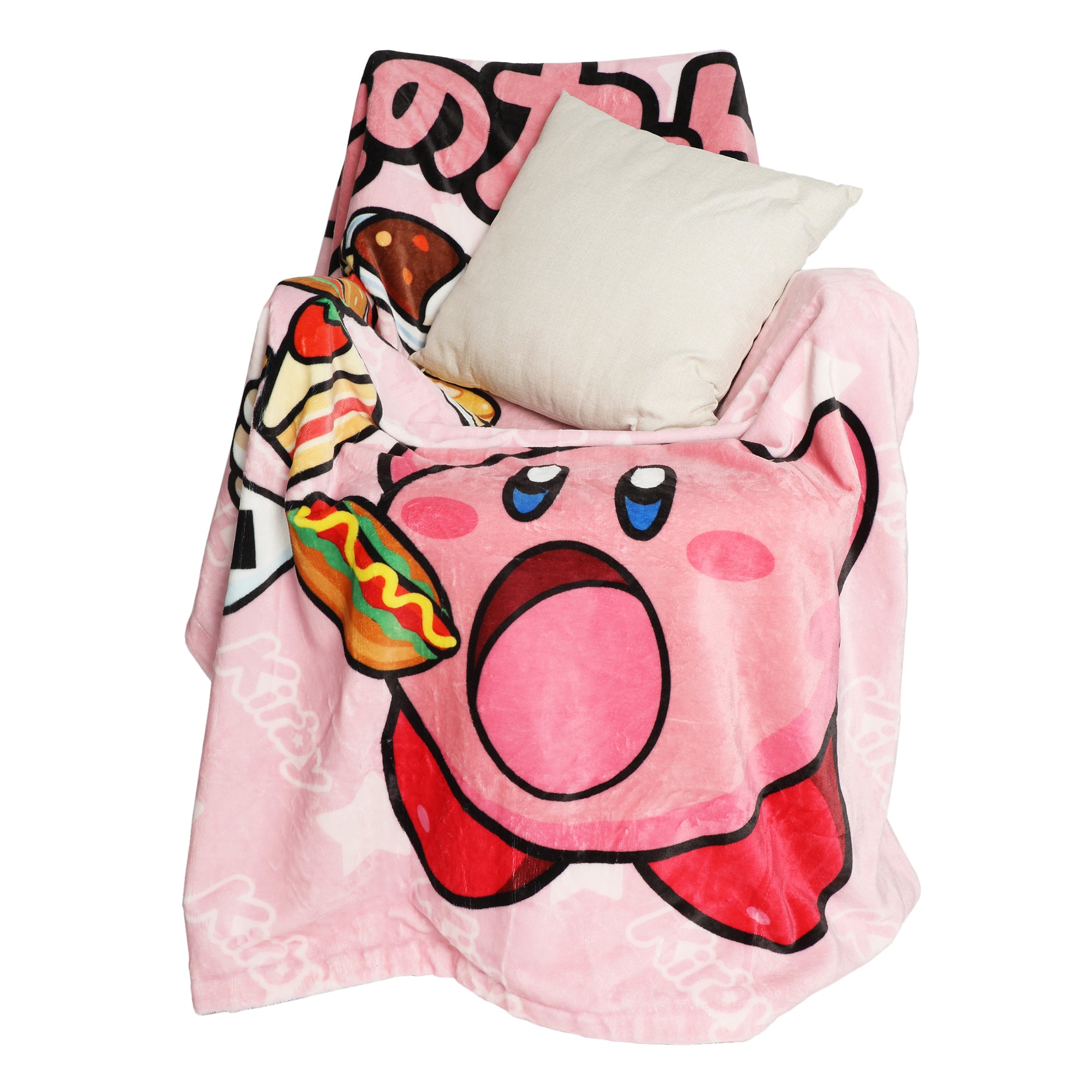 Kirby Character and All-Over Print Flannel Double-Sided Throw