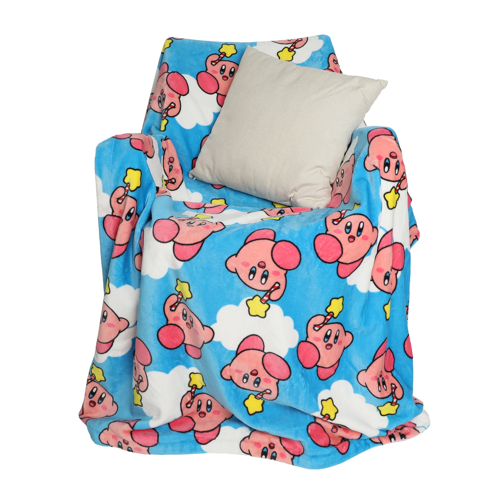 Kirby Character and All-Over Print Flannel Double-Sided Throw
