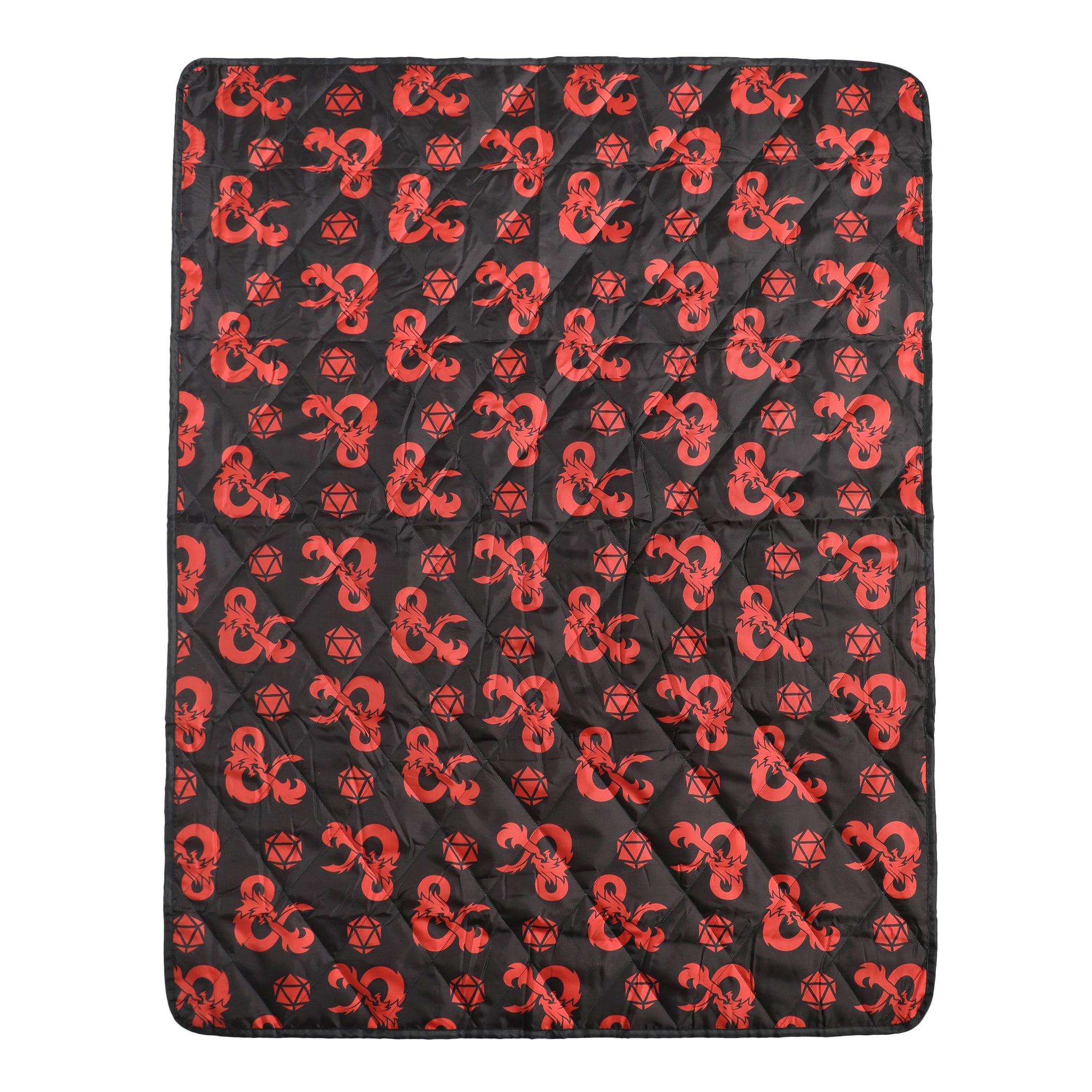 Dungeons & Dragons Ampersand Logo AOP Black Waterproof Quilted Camping Picnic Outdoor Blanket
