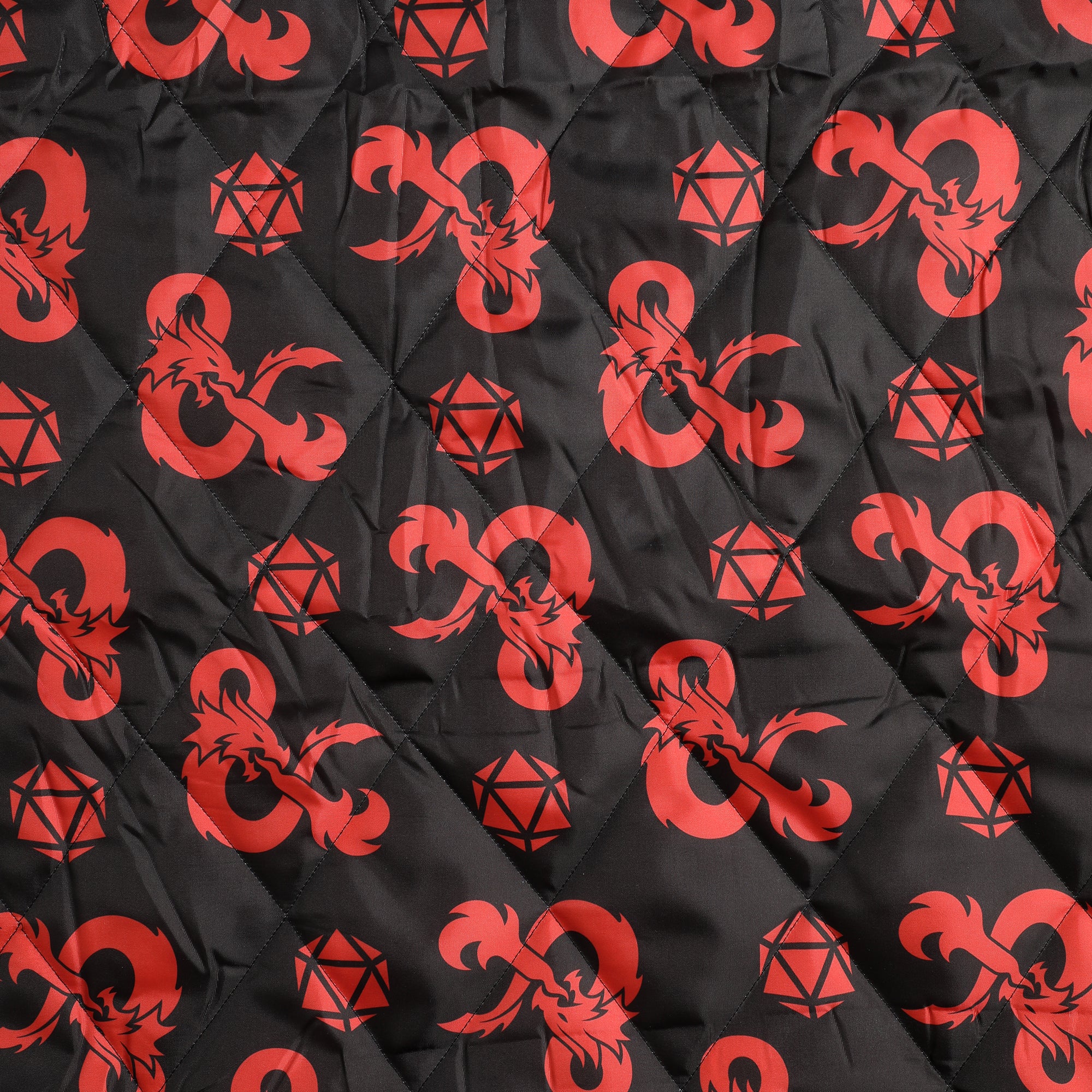 Dungeons & Dragons Ampersand Logo AOP Black Waterproof Quilted Camping Picnic Outdoor Blanket