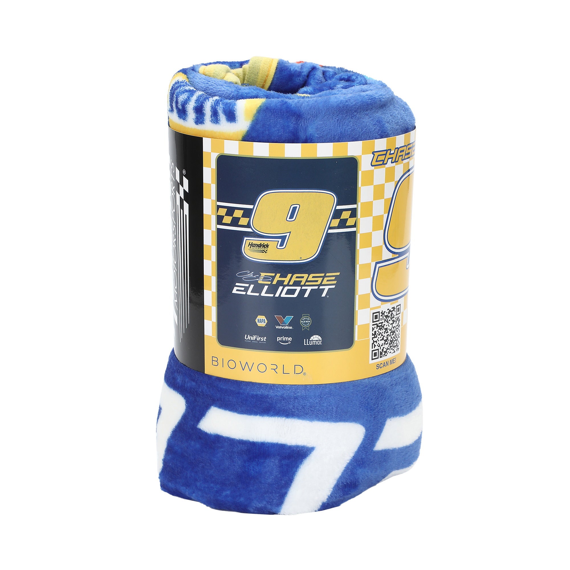 Hendrick Chase Elliott Digital Print 45" x 60" Throw Blanket in Blue and Yellow