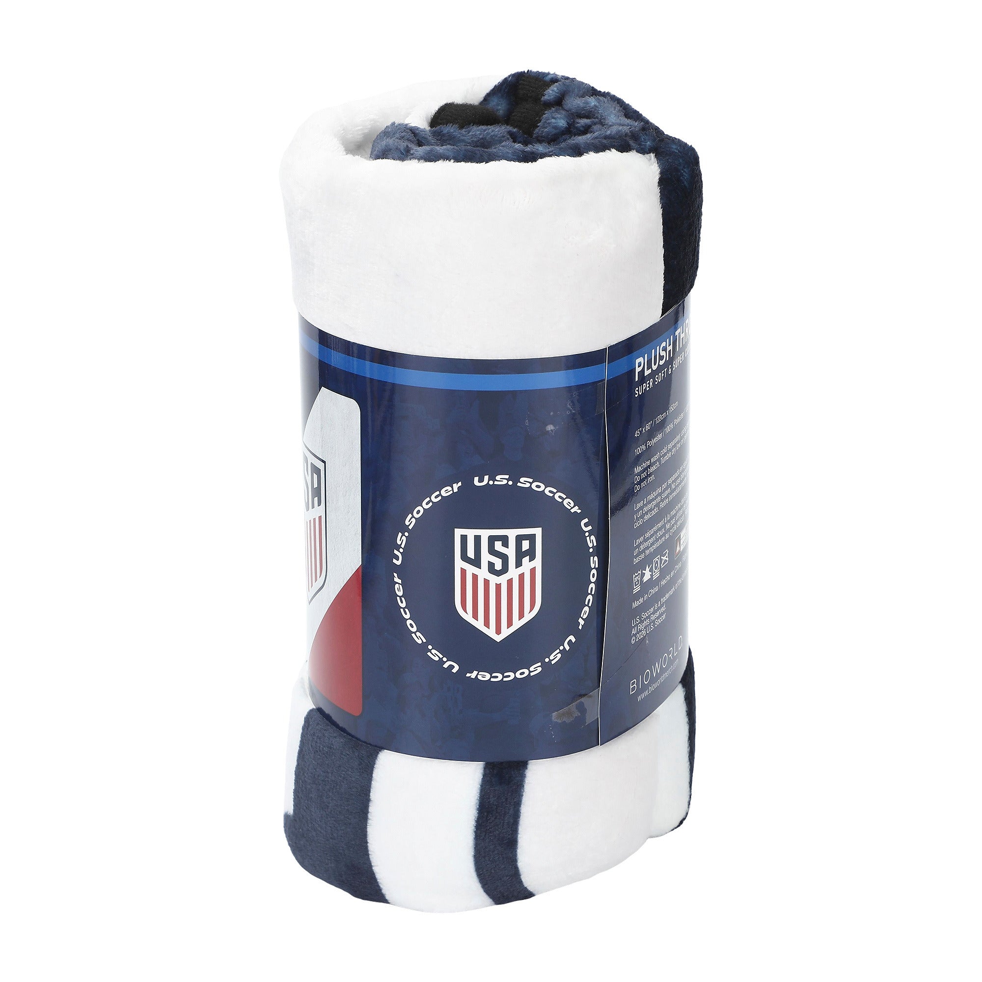 United States Soccer Federation US Soccer Crest Striped Digital Print 45" x 60" Throw Blanket in Red White and Blue